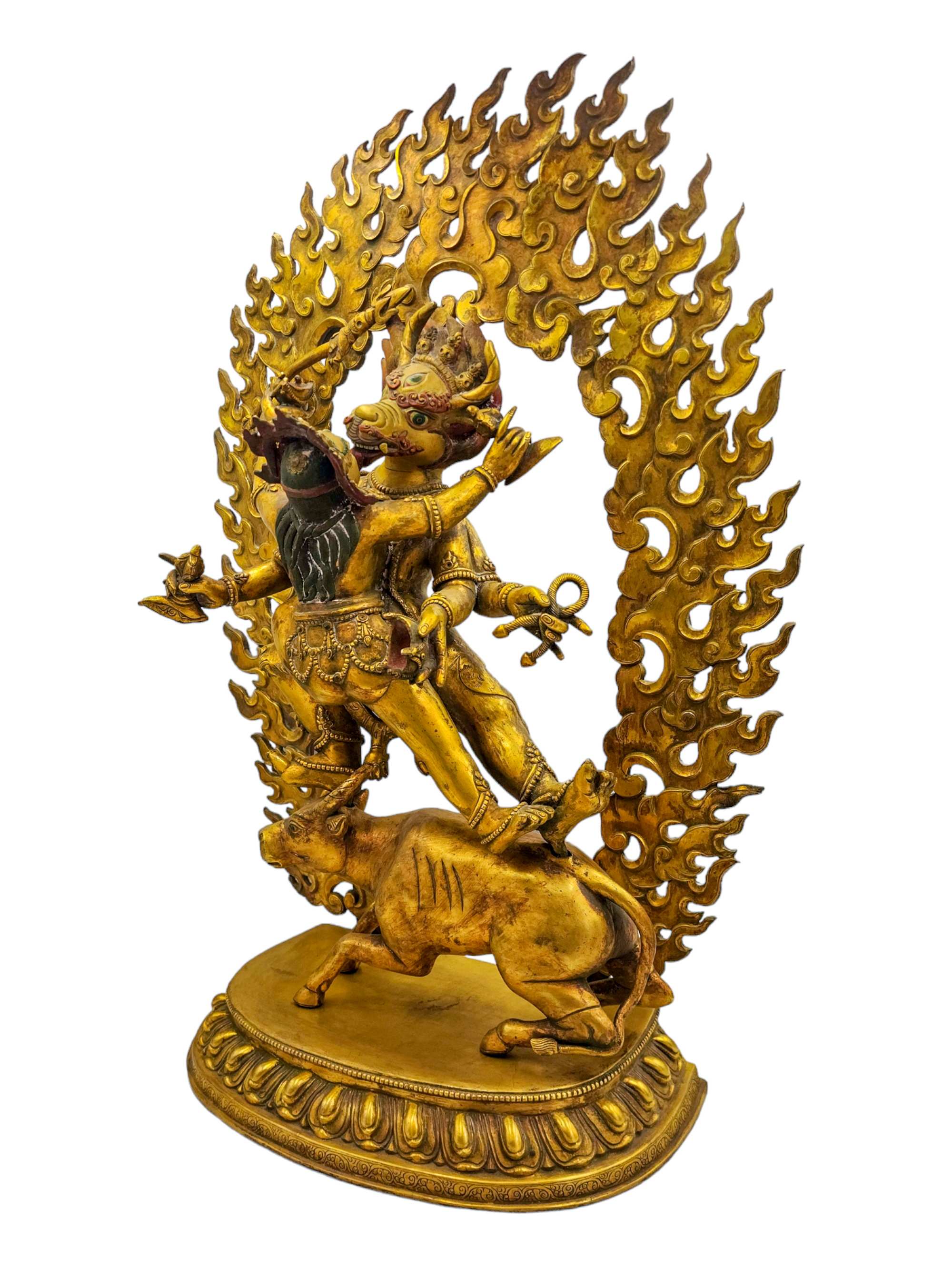 yamantaka, Buddhist Handmade Statue, face Painted And gold Plated