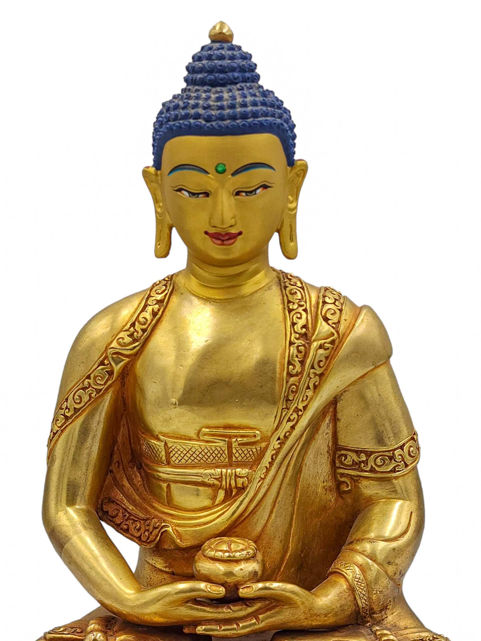 amitabha Buddha, Buddhist Handmade Statue, face Painted And gold Plated, high Quality