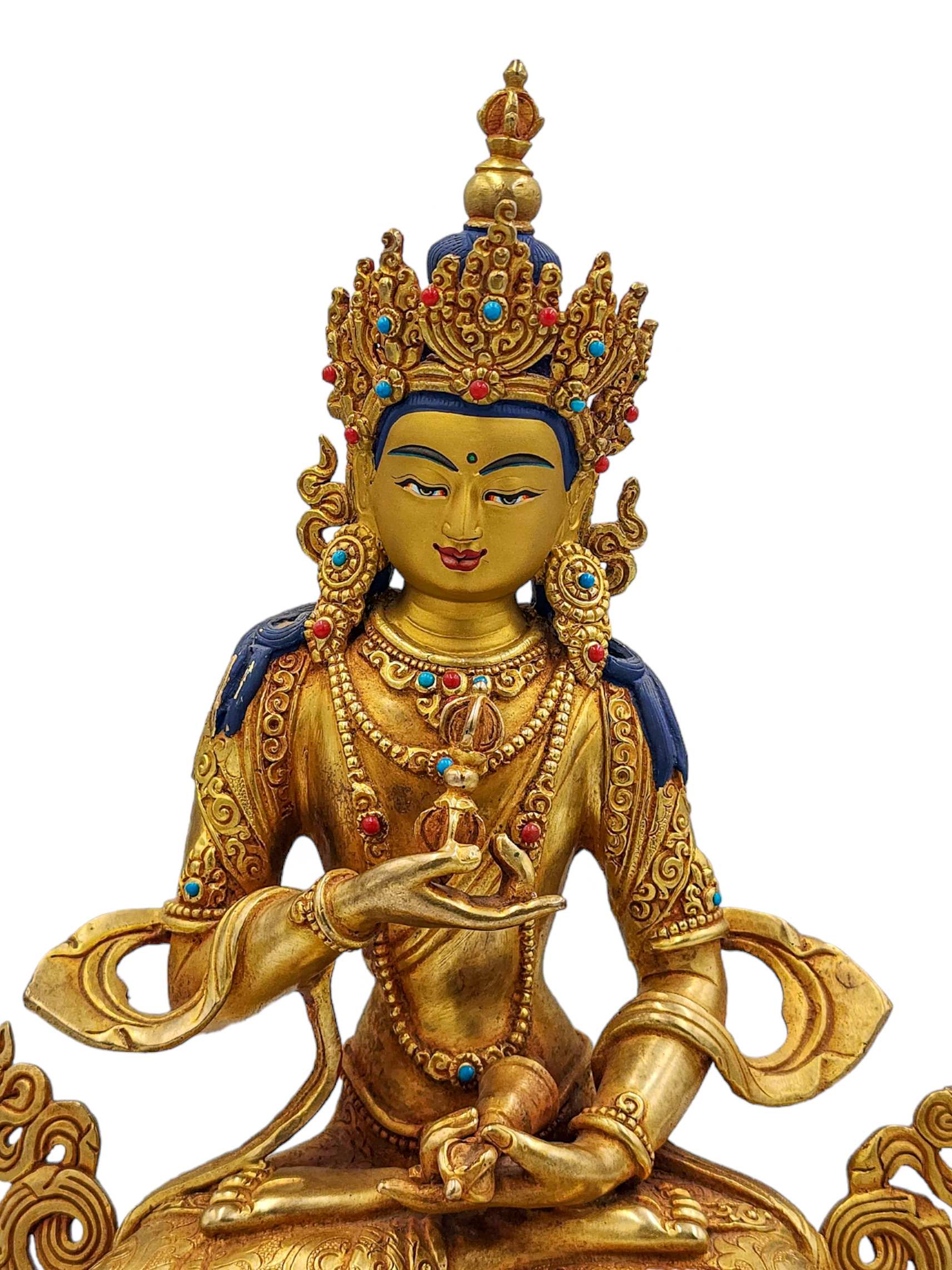 vajrasattva, Buddhist Handmade Statue, face Painted And gold Plated, high Quality