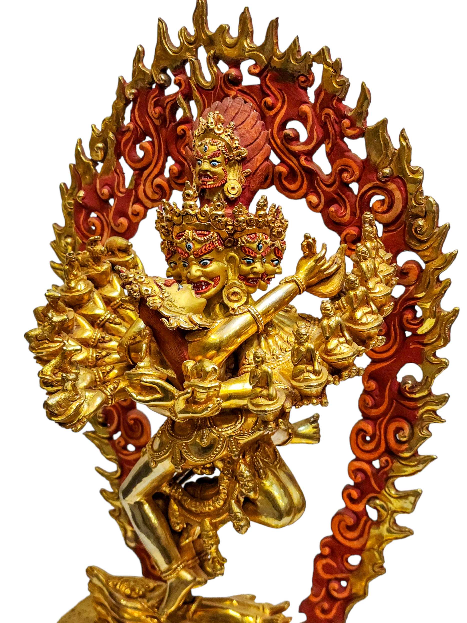 hevajra, Buddhist Handmade Statue, full Gold Plated, painted Face, high Quality