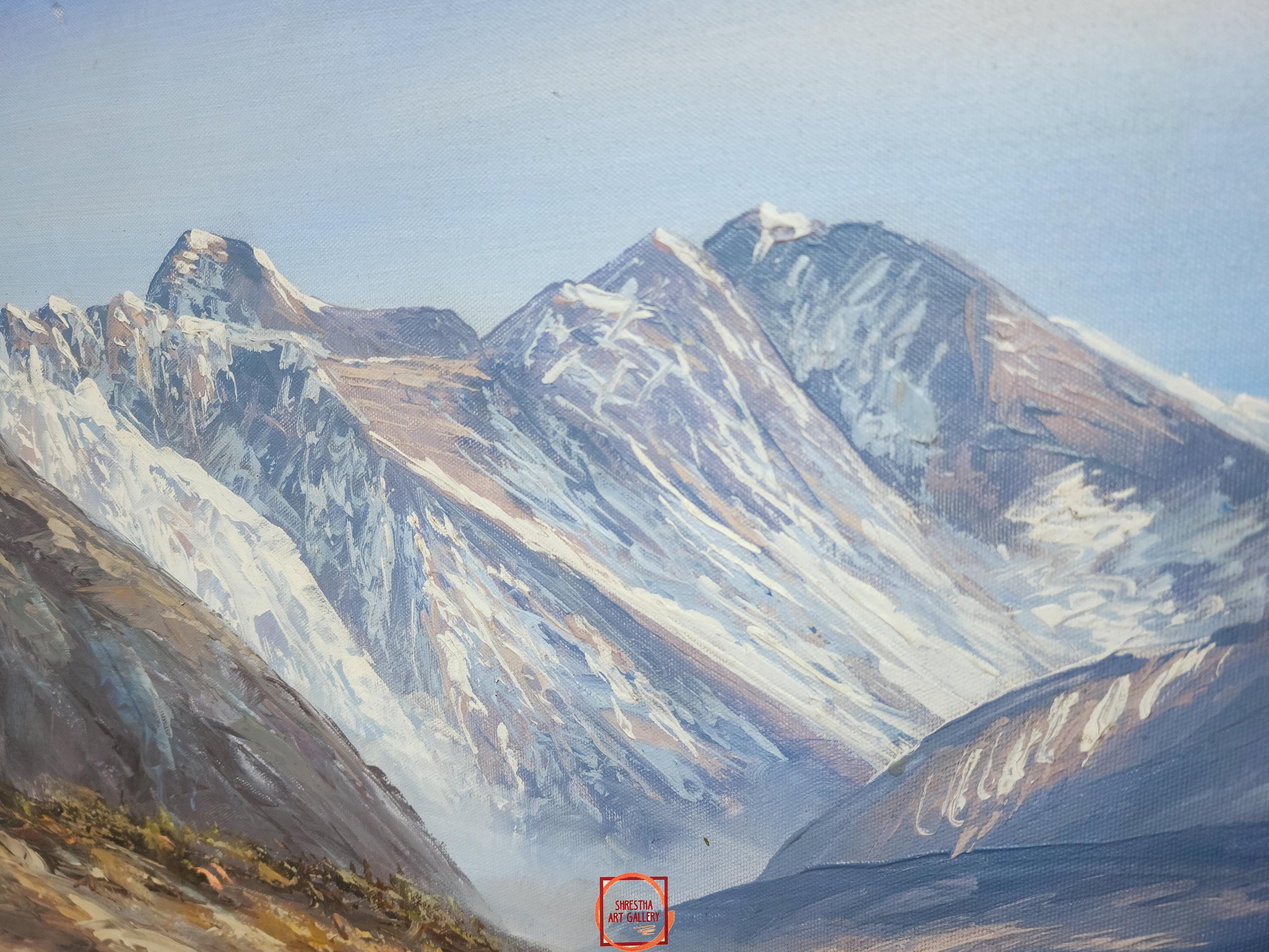 Oil Painting, Mt Everest Scenery, By Thamang Malla