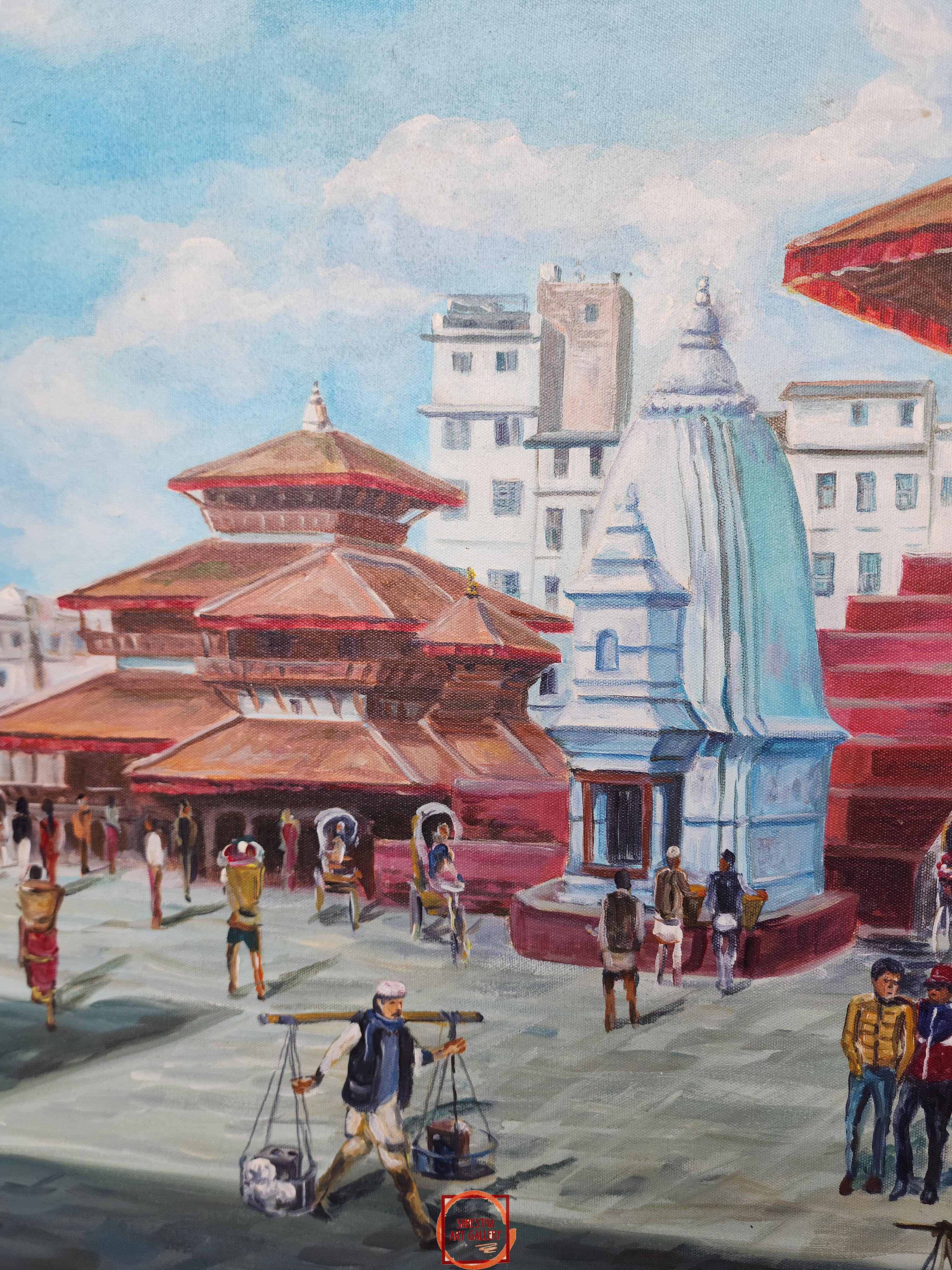 Oil Painting,basantapur Area Modern Inspired Heritage Art Kmc