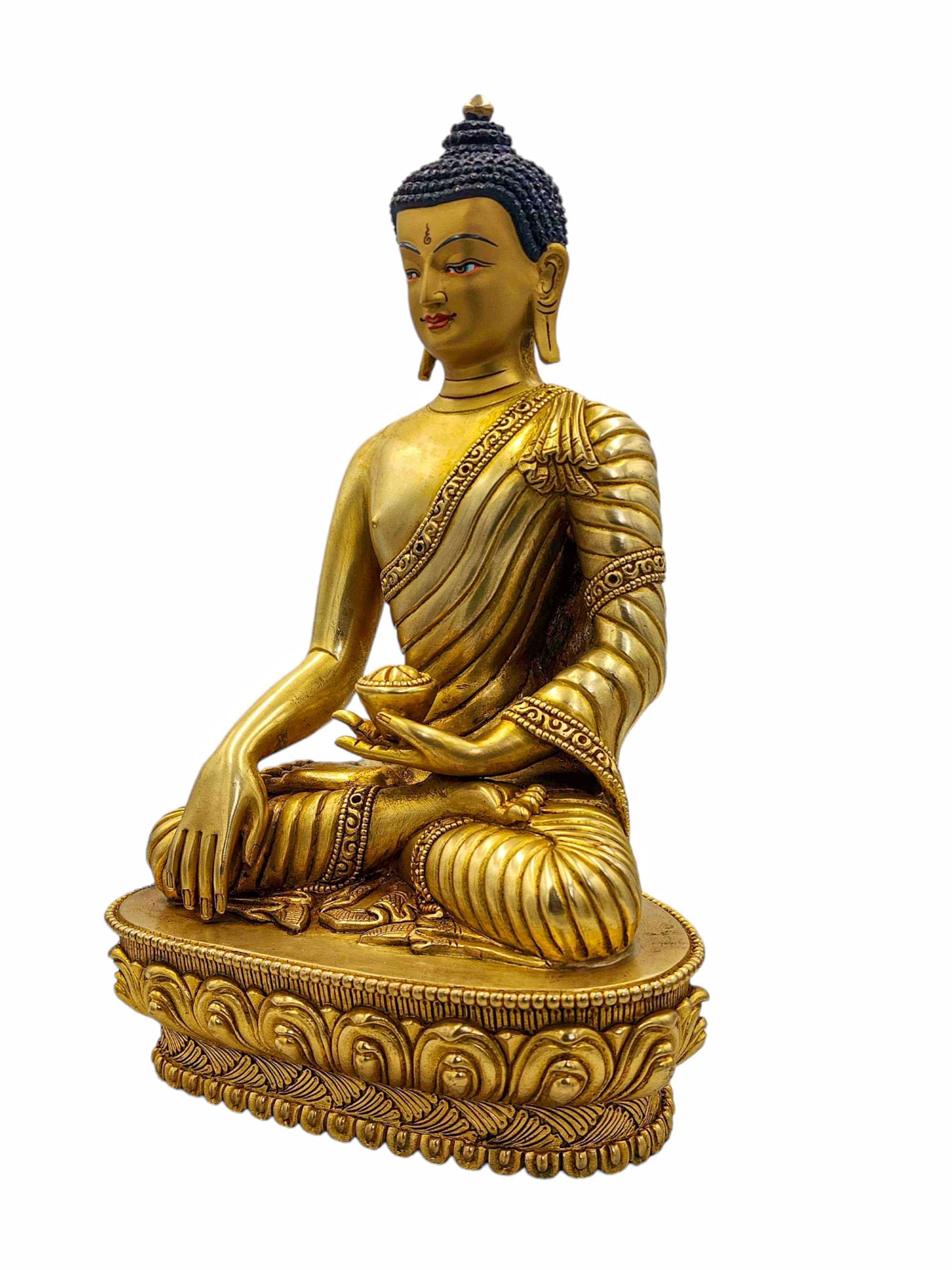 shakyamuni Buddha, Buddhist Handmade Statue, full Gold Plated And Face Painted, high Quality