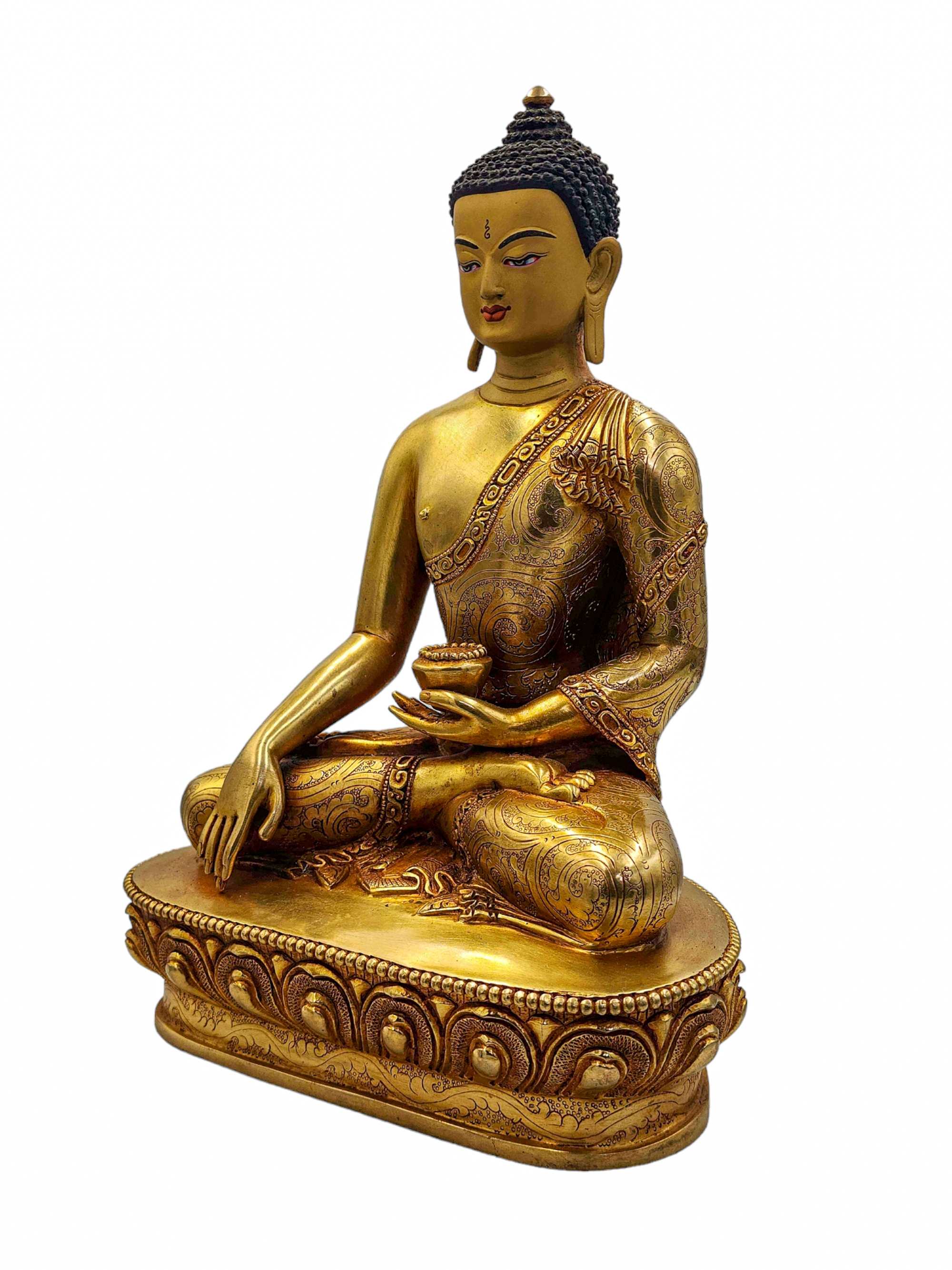 shakyamuni Buddha, Buddhist Handmade Statue, full Gold Plated And Face Painted, high Quality