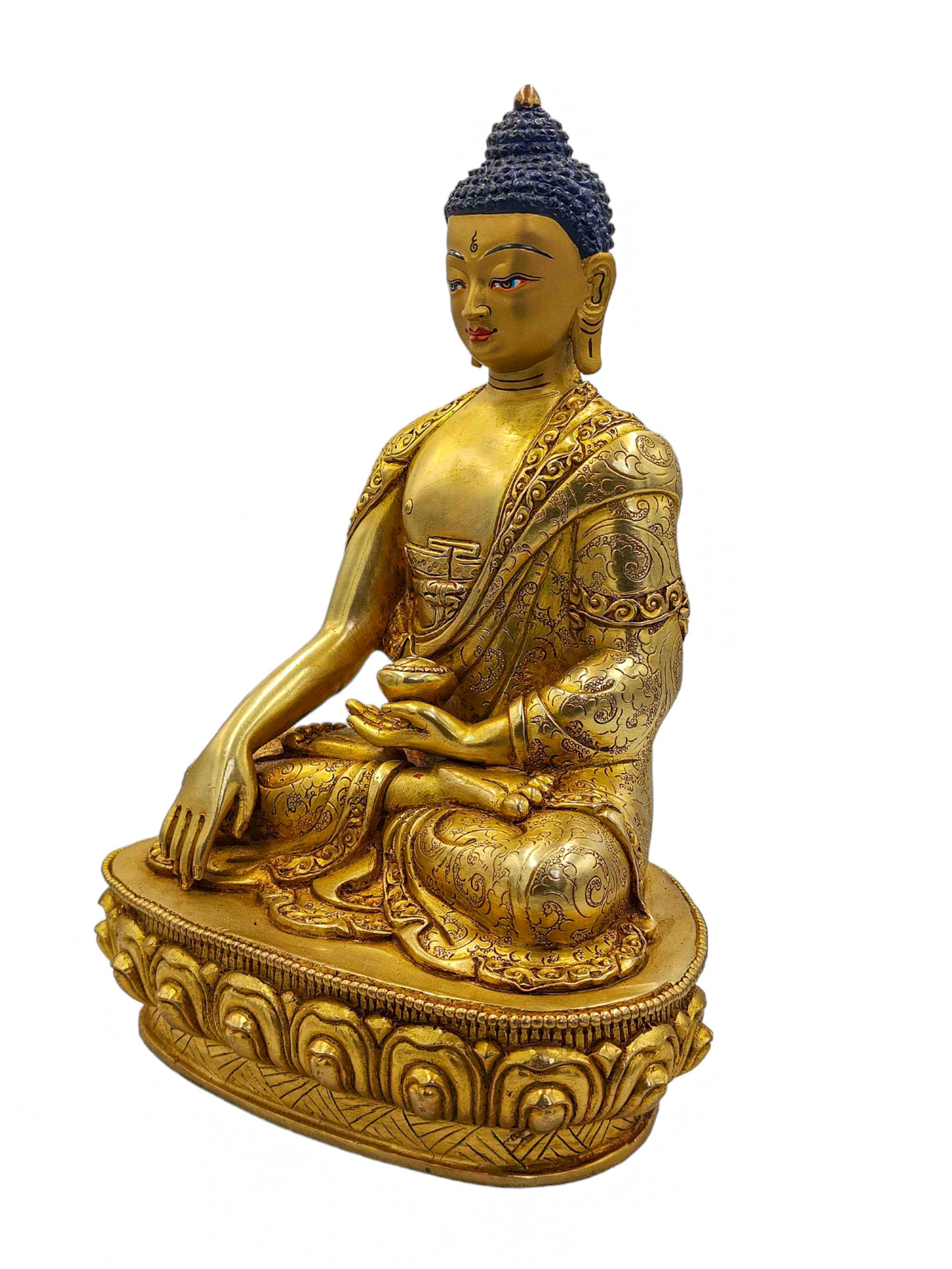 shakyamuni Buddha, Buddhist Handmade Statue, full Gold Plated And Face Painted, high Quality