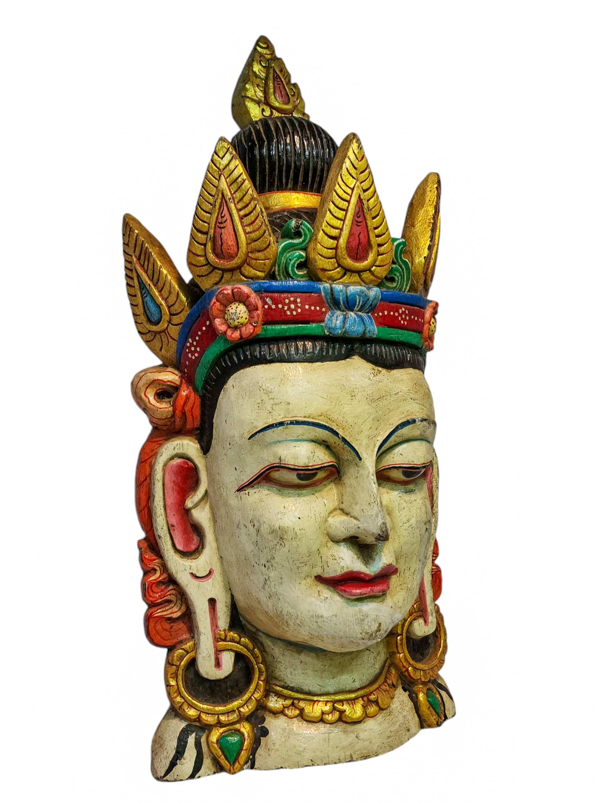 shiva, Handmade Wooden Mask, Wall Hanging, painted, Poplar Wood