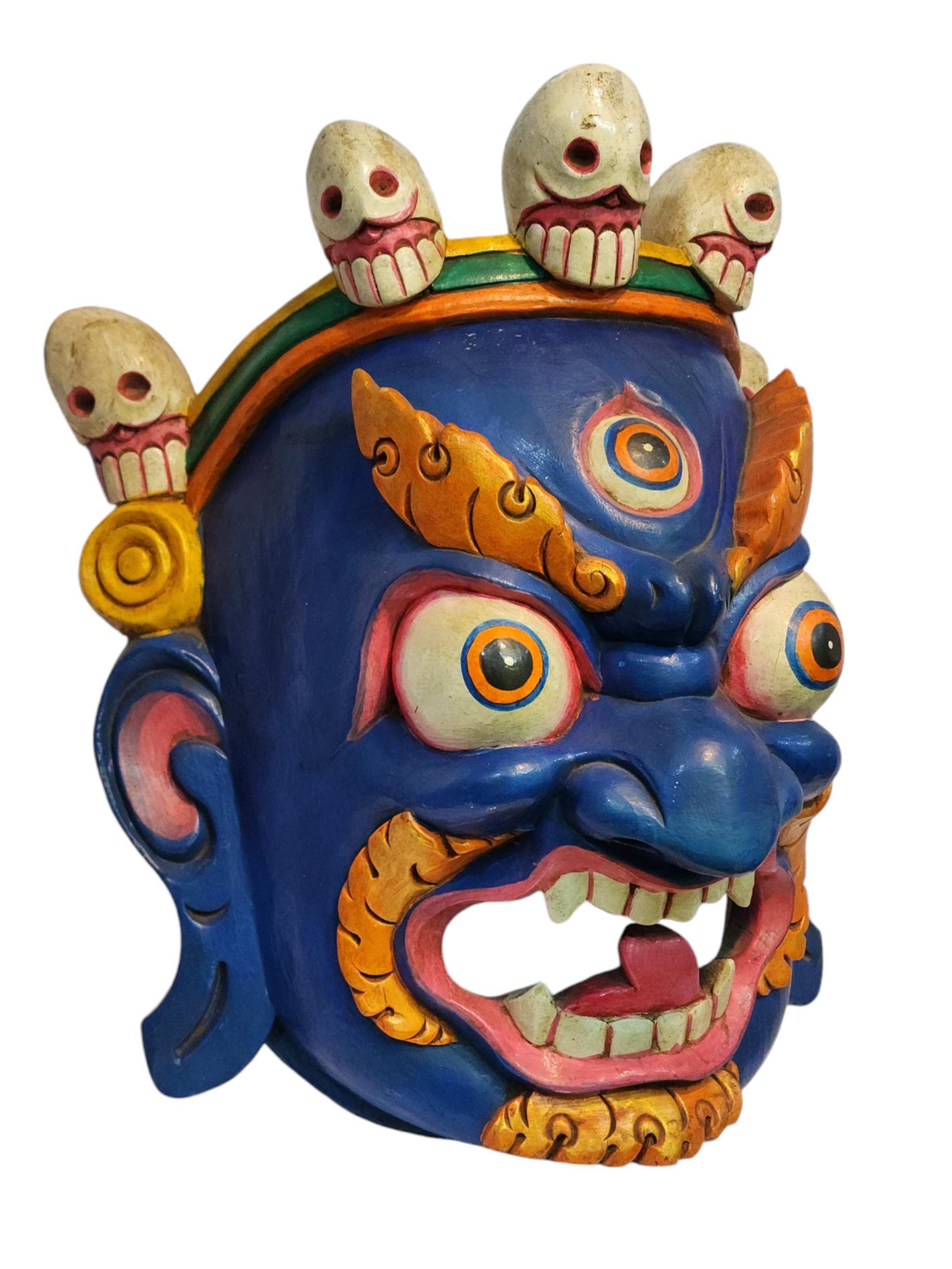 bhairav, Handmade Wooden Mask, Wall Hanging, painted, Poplar Wood