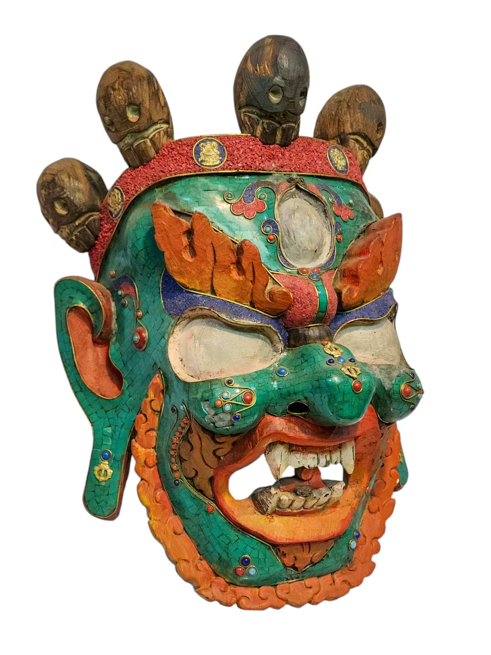 bhairav, Handmade Wooden Mask, Wall Hanging, painted, Poplar Wood