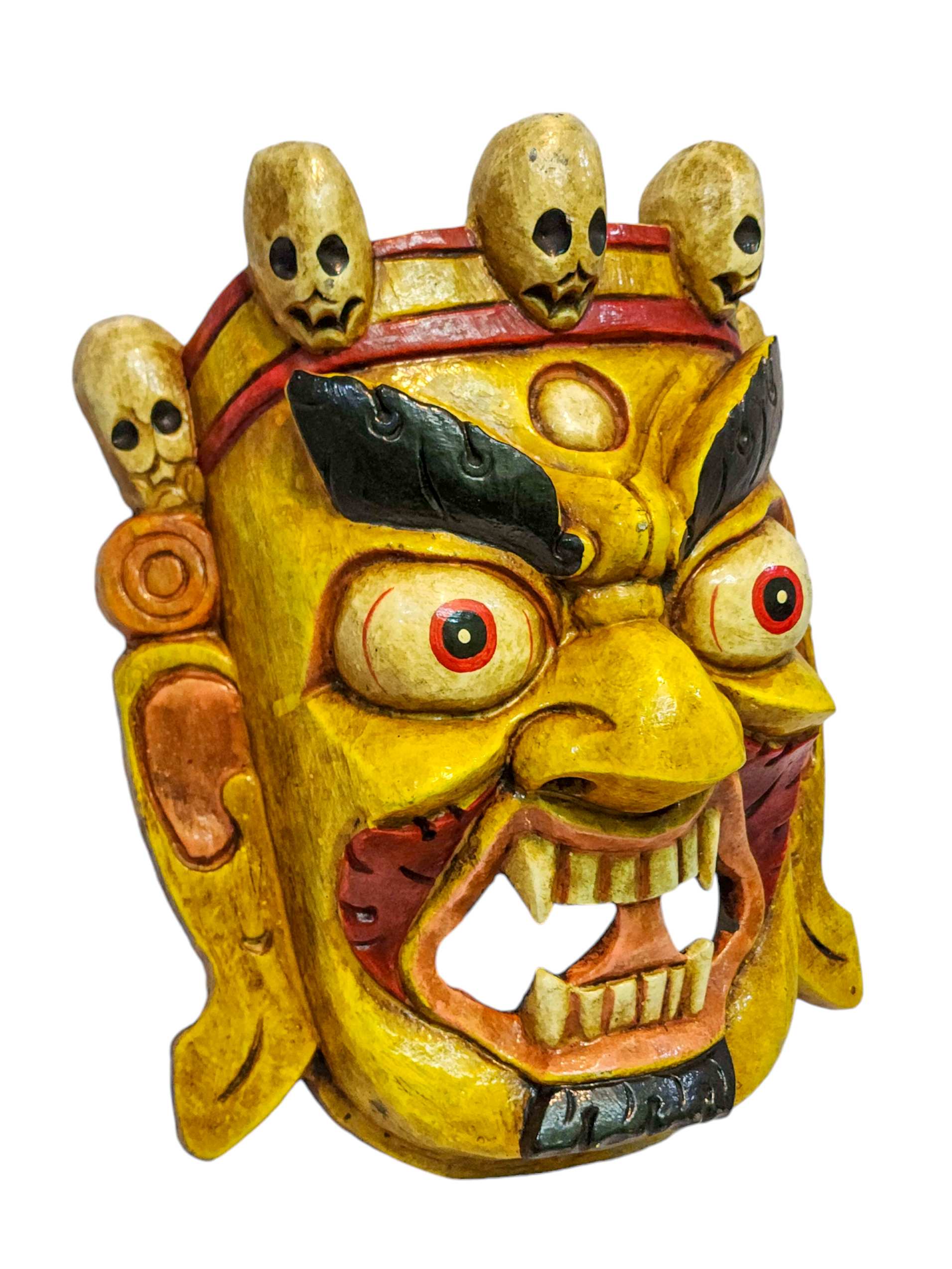 bhairav, Handmade Wooden Mask, Wall Hanging, painted, Poplar Wood