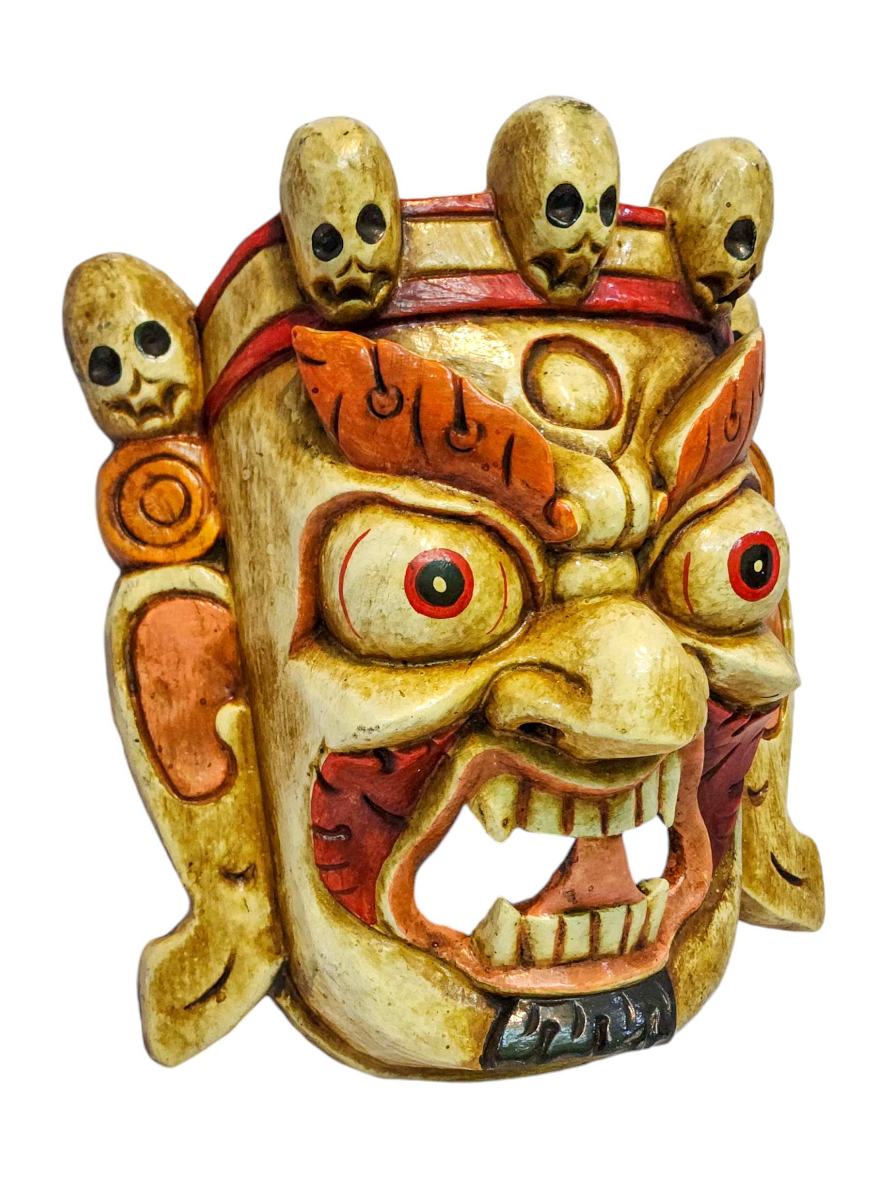 bhairav, Handmade Wooden Mask, Wall Hanging, painted, Poplar Wood