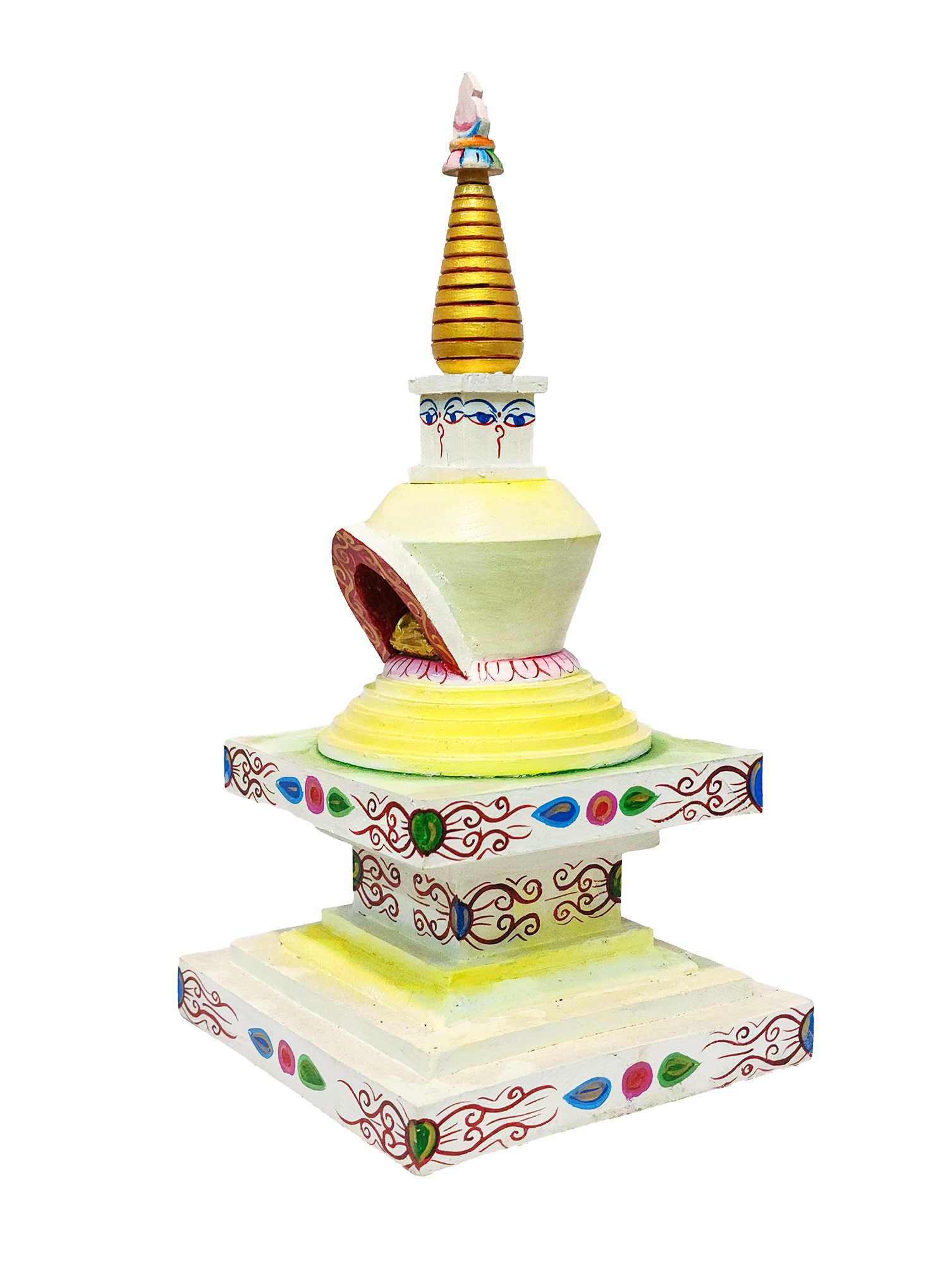 Buddhist Handmade Wooden Stupa, <span Style=