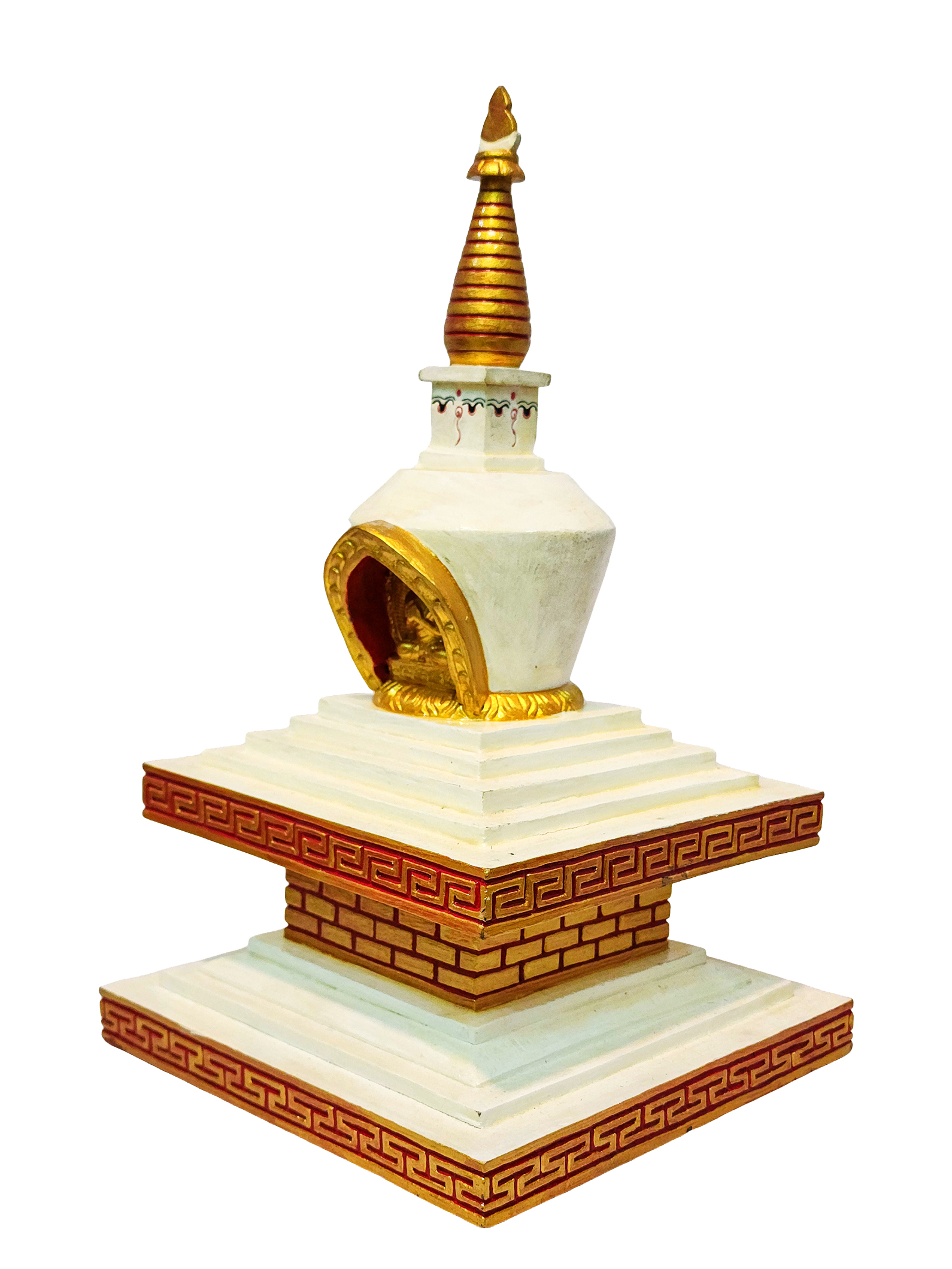 Buddhist Handmade Wooden Stupa, <span Style=