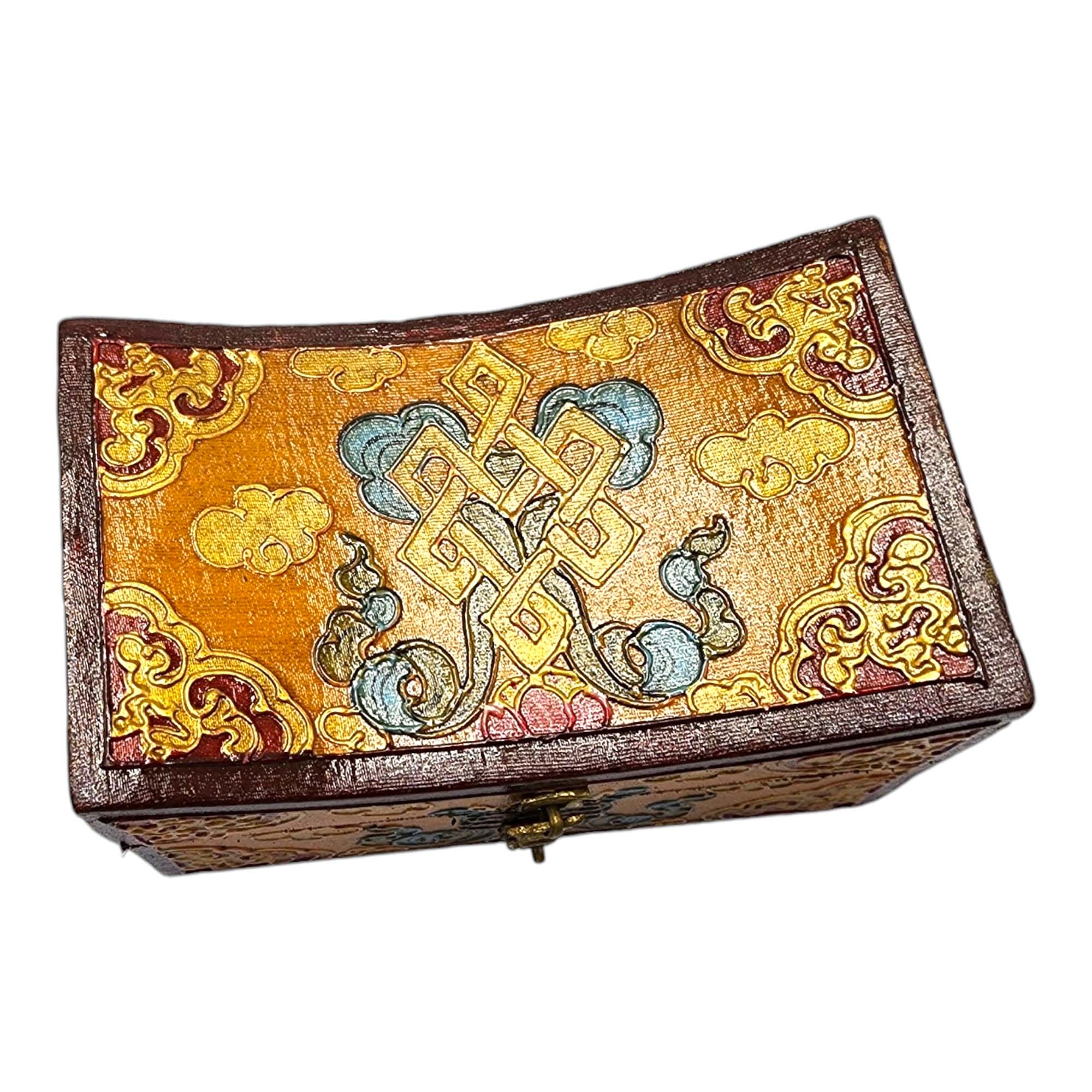 Buddhist Wooden Box, Tibetan Style <span Style=