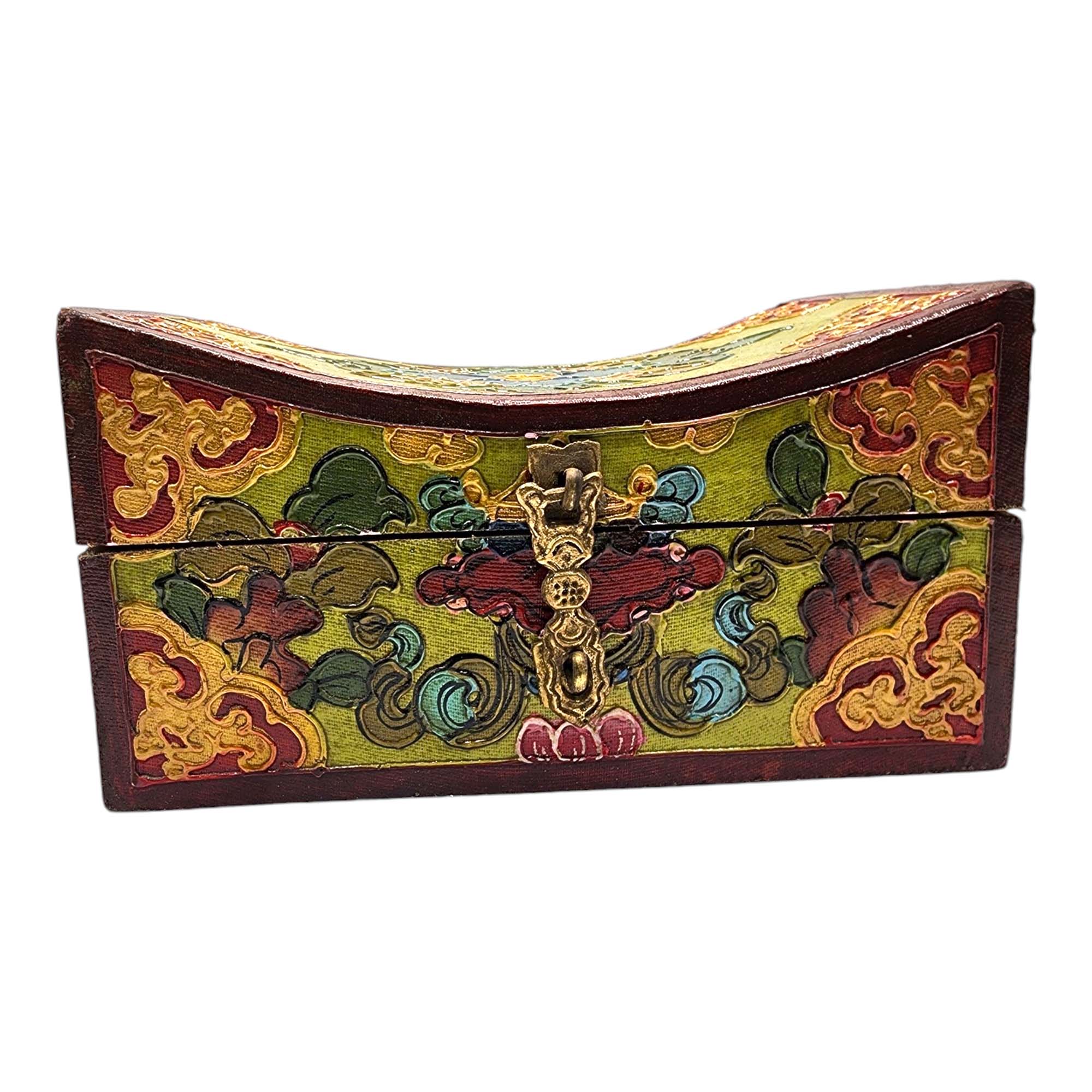 Buddhist Wooden Box, Tibetan Style <span Style=