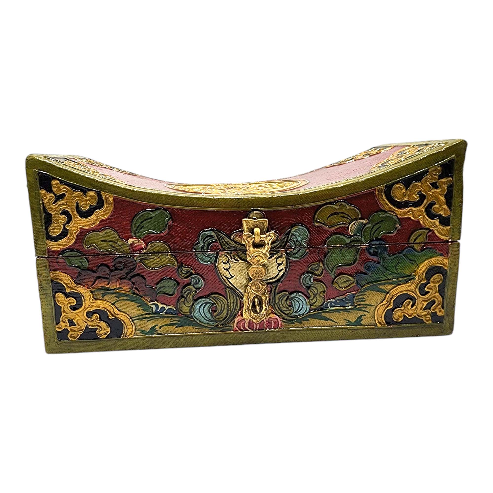 Buddhist Wooden Box, Tibetan Style <span Style=