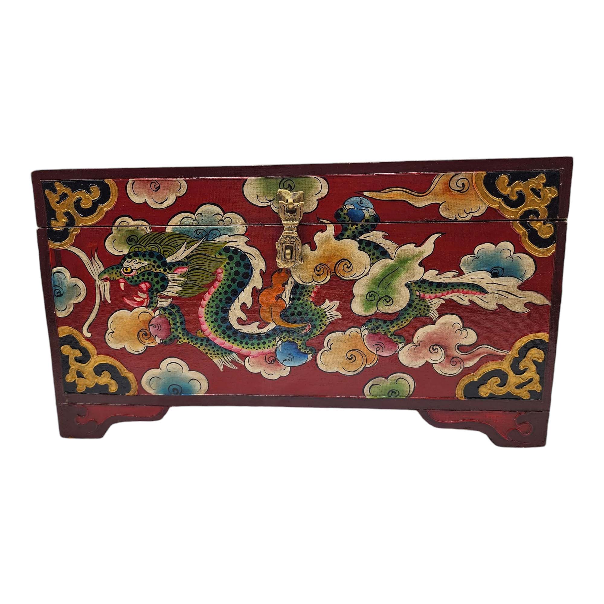 Buddhist Wooden Box, Tibetan Style <span Style=