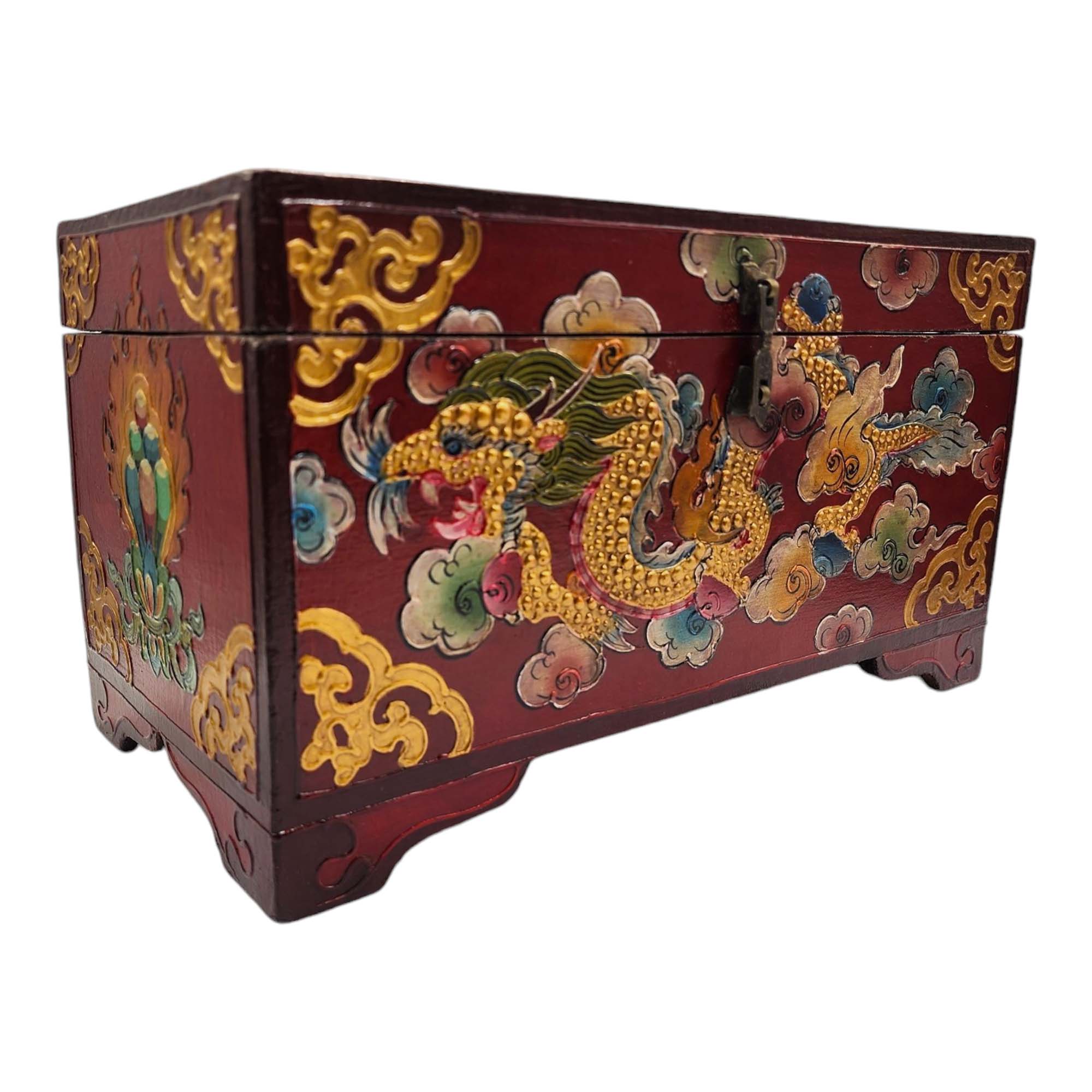 Buddhist Wooden Box, Tibetan Style <span Style=