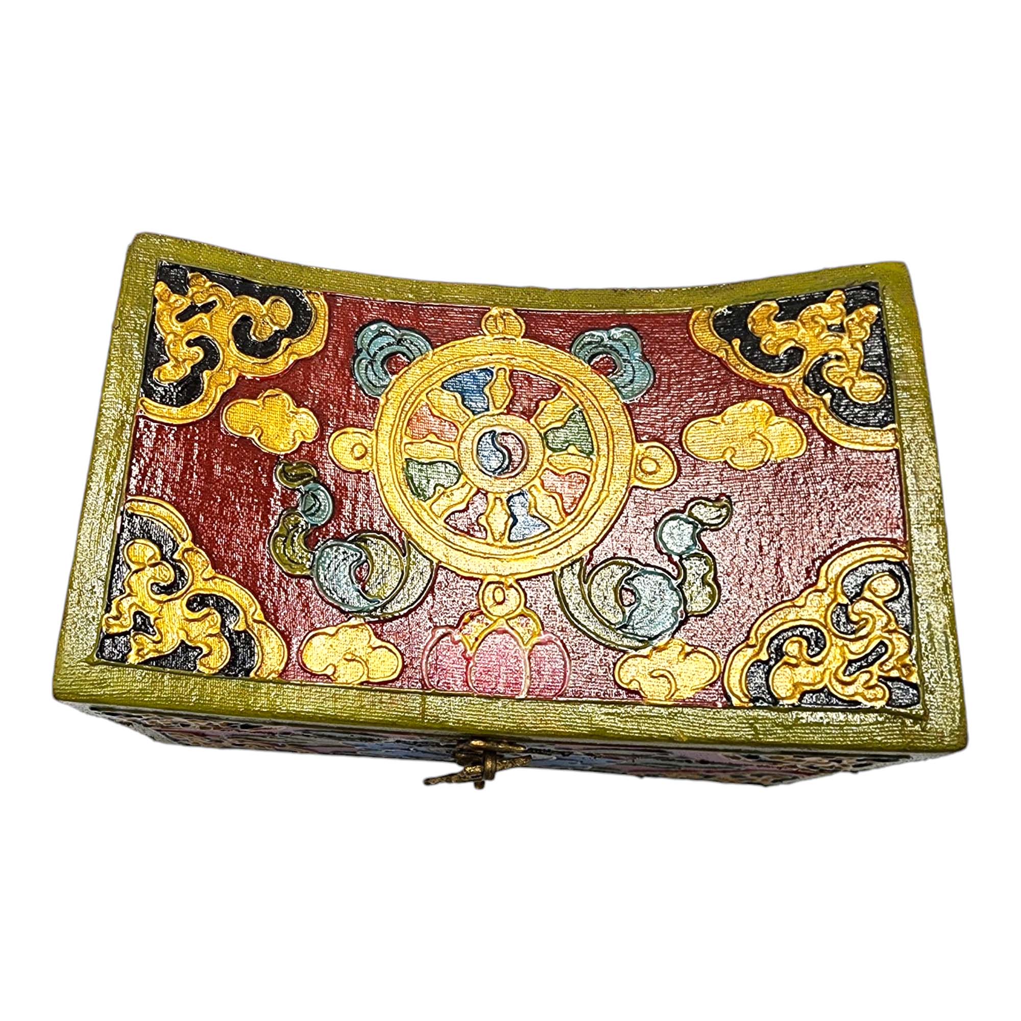 Buddhist Wooden Box, Tibetan Style <span Style=