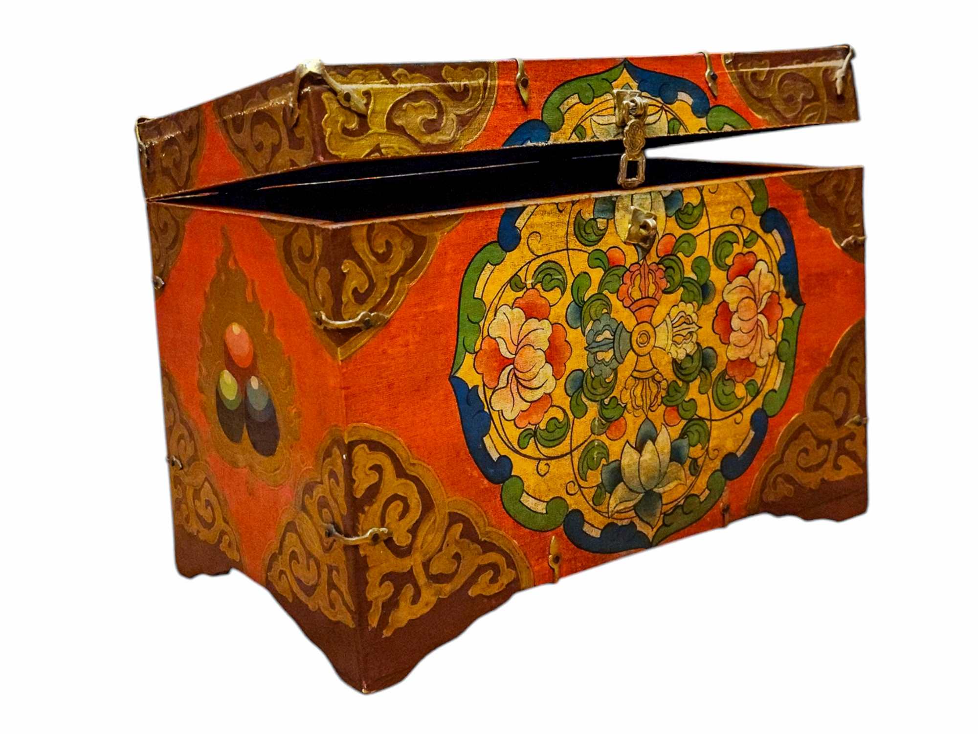 Buddhist Wooden Box, Tibetan Style <span Style=