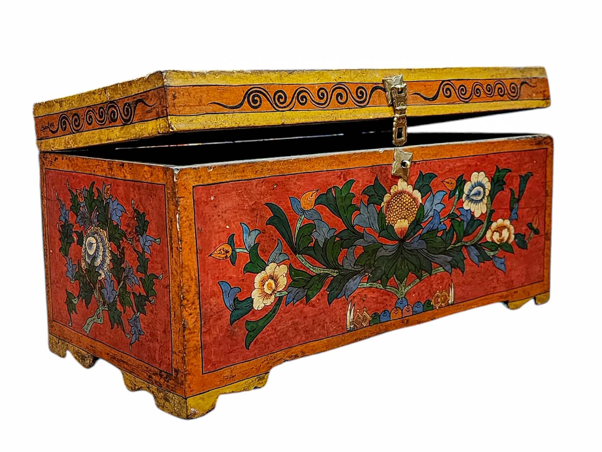 Buddhist Wooden Box, Tibetan Style <span Style=