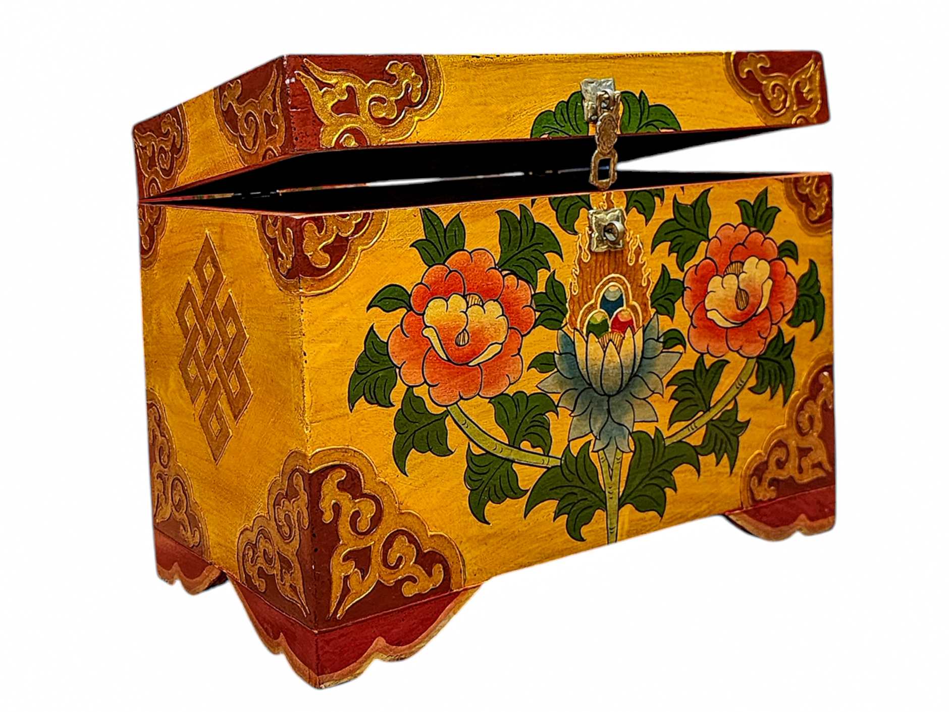 Buddhist Wooden Box, Tibetan Style <span Style=