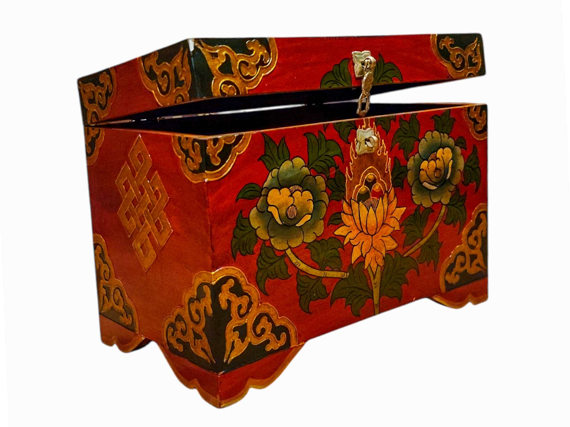 Buddhist Wooden Box, Tibetan Style <span Style=