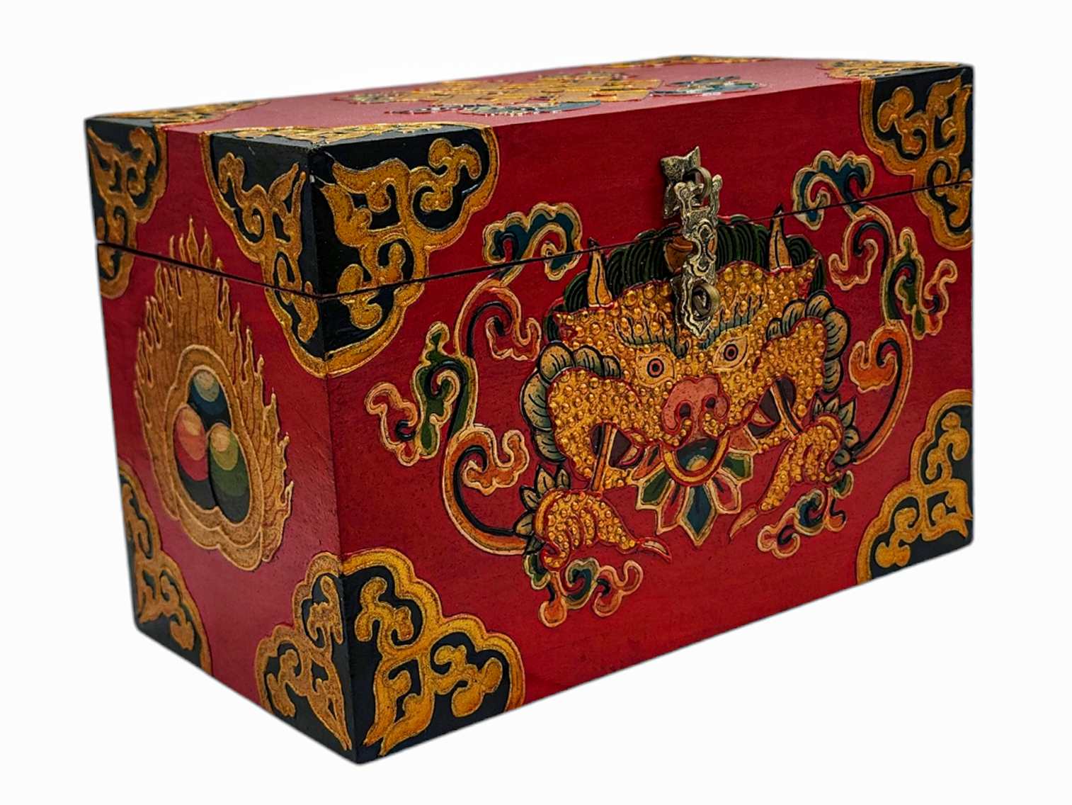 Buddhist Wooden Box, Tibetan Style <span Style=