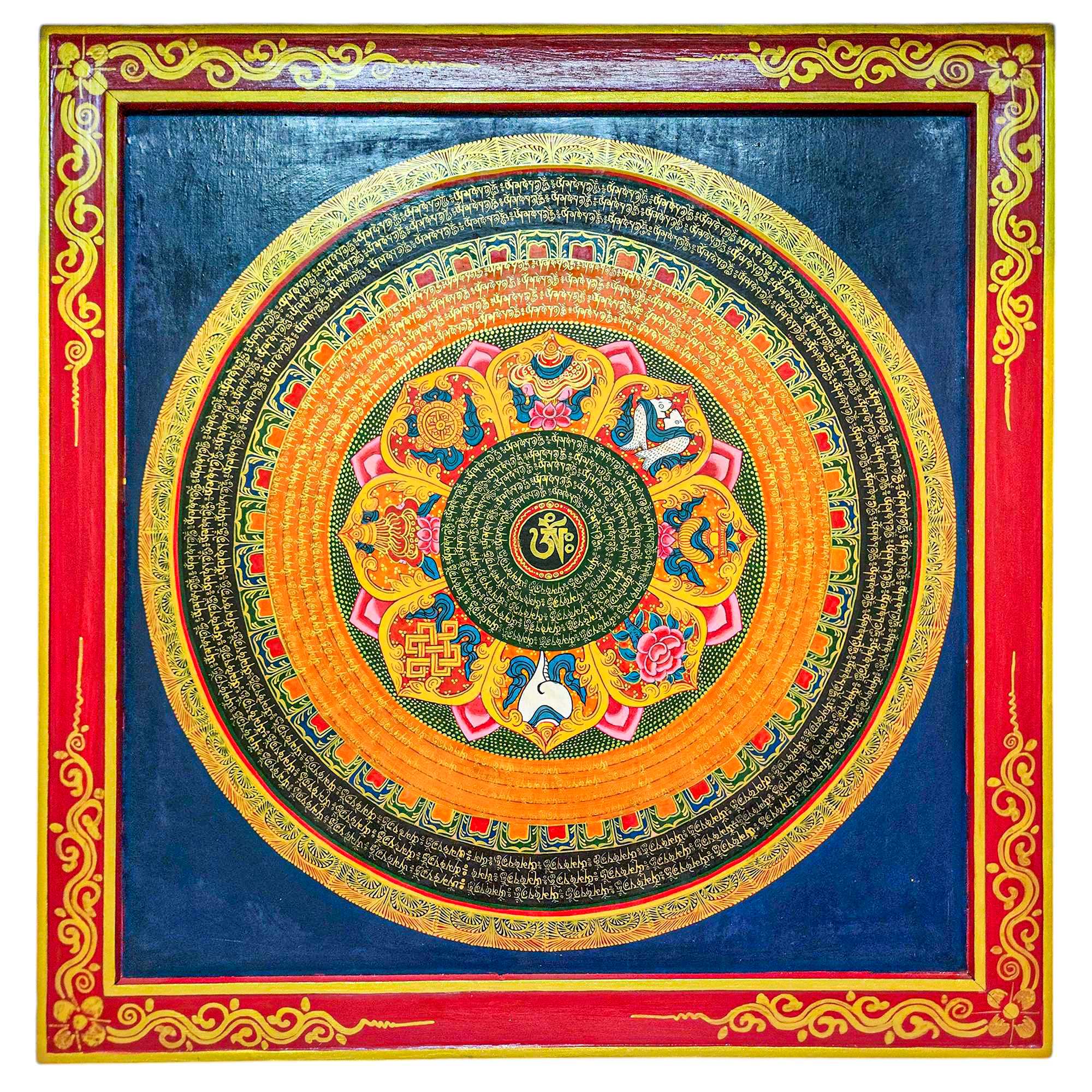 Buddhist Wooden Thangka <span Style=