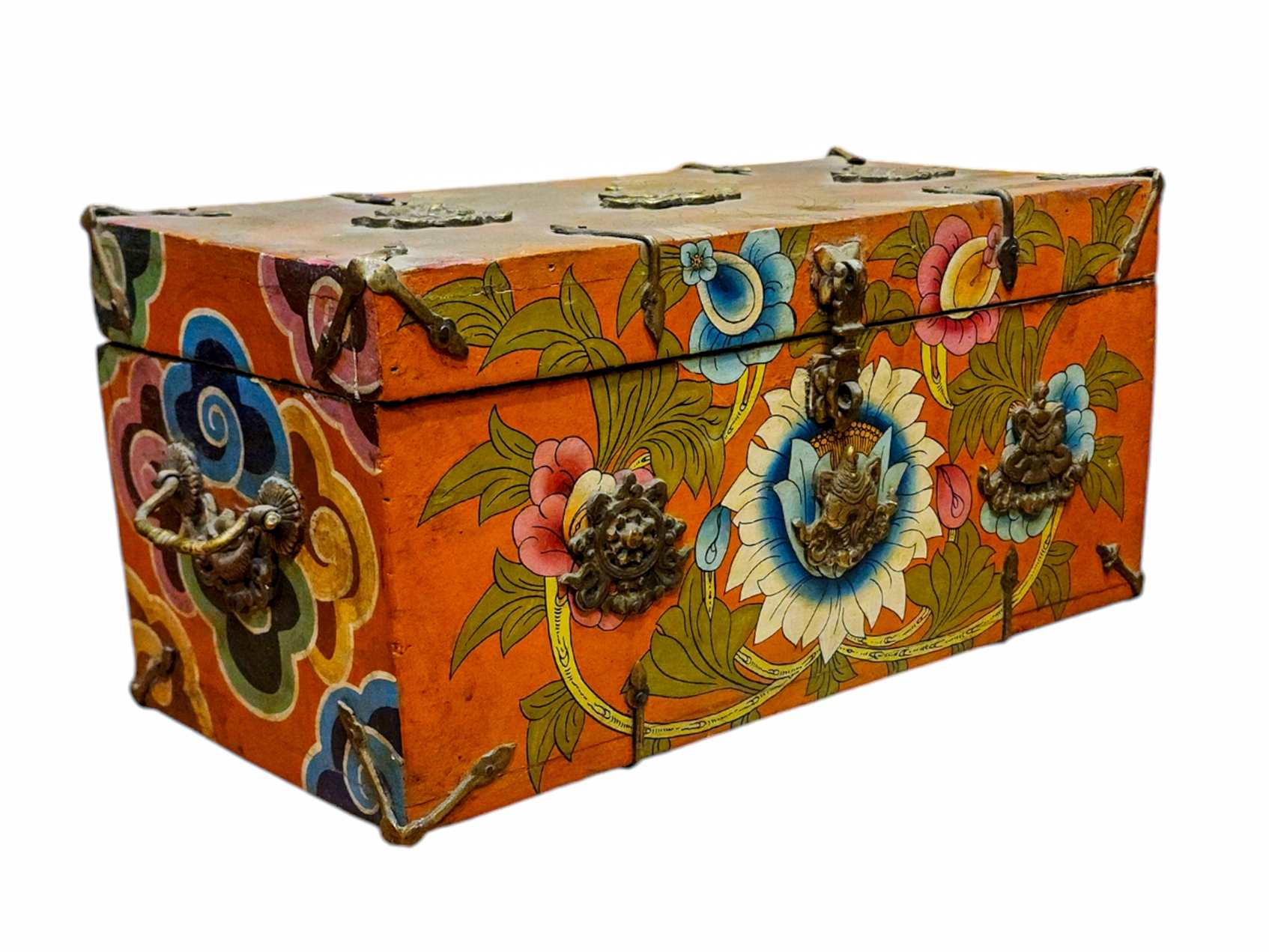 Buddhist Wooden Box, Tibetan Style <span Style=