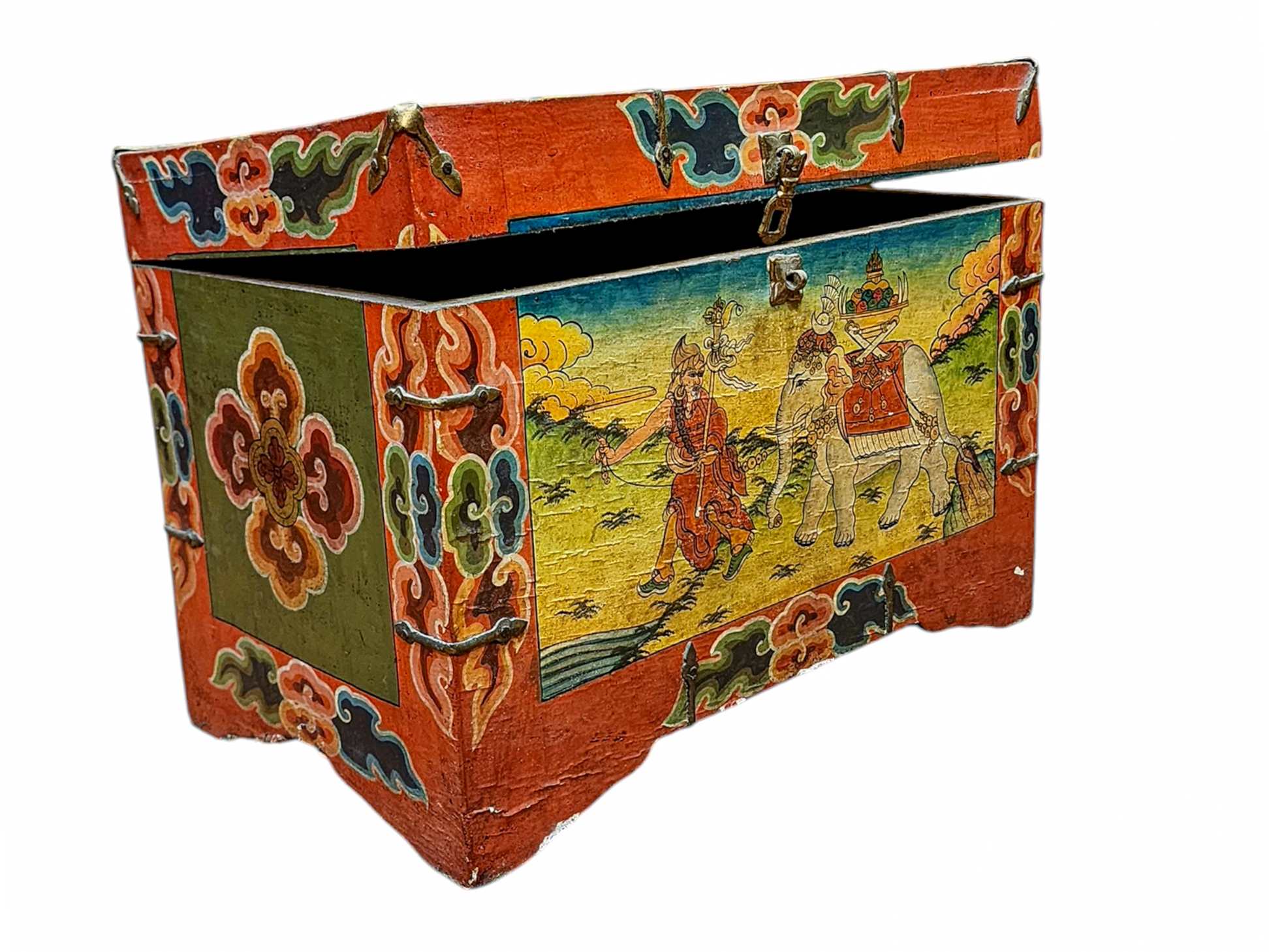 Buddhist Wooden Box, Tibetan Style <span Style=