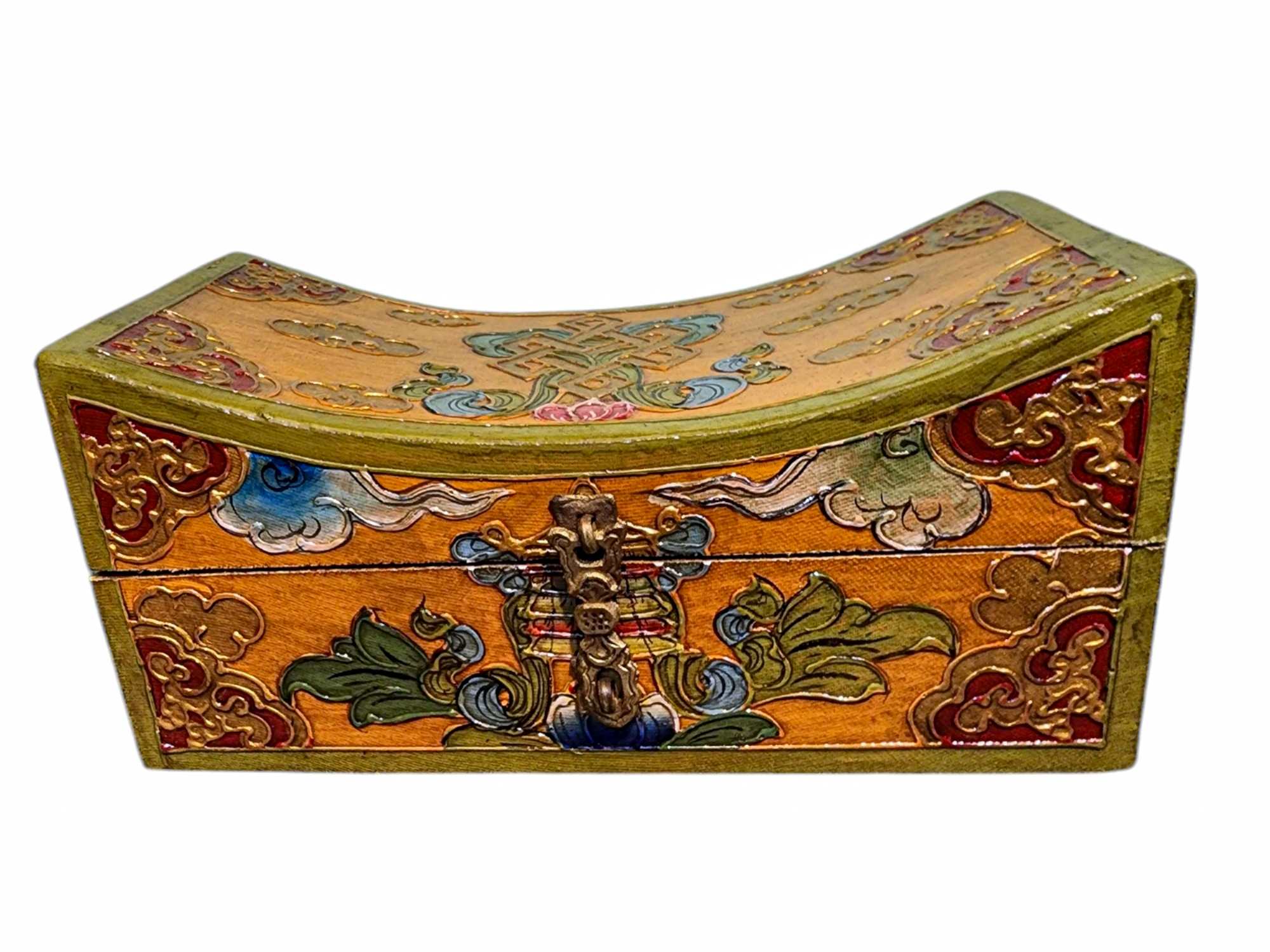 Buddhist Wooden Box, Tibetan Style <span Style=