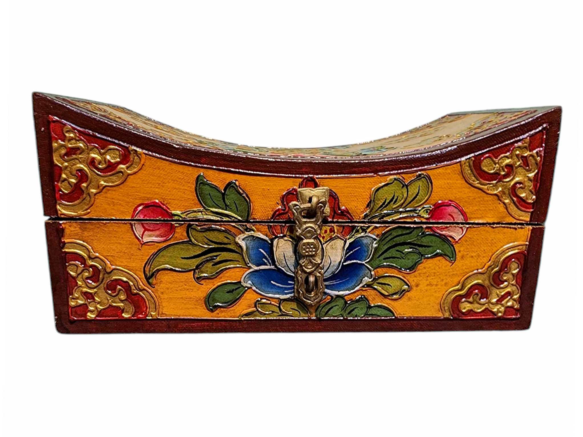 Buddhist Wooden Box, Tibetan Style <span Style=