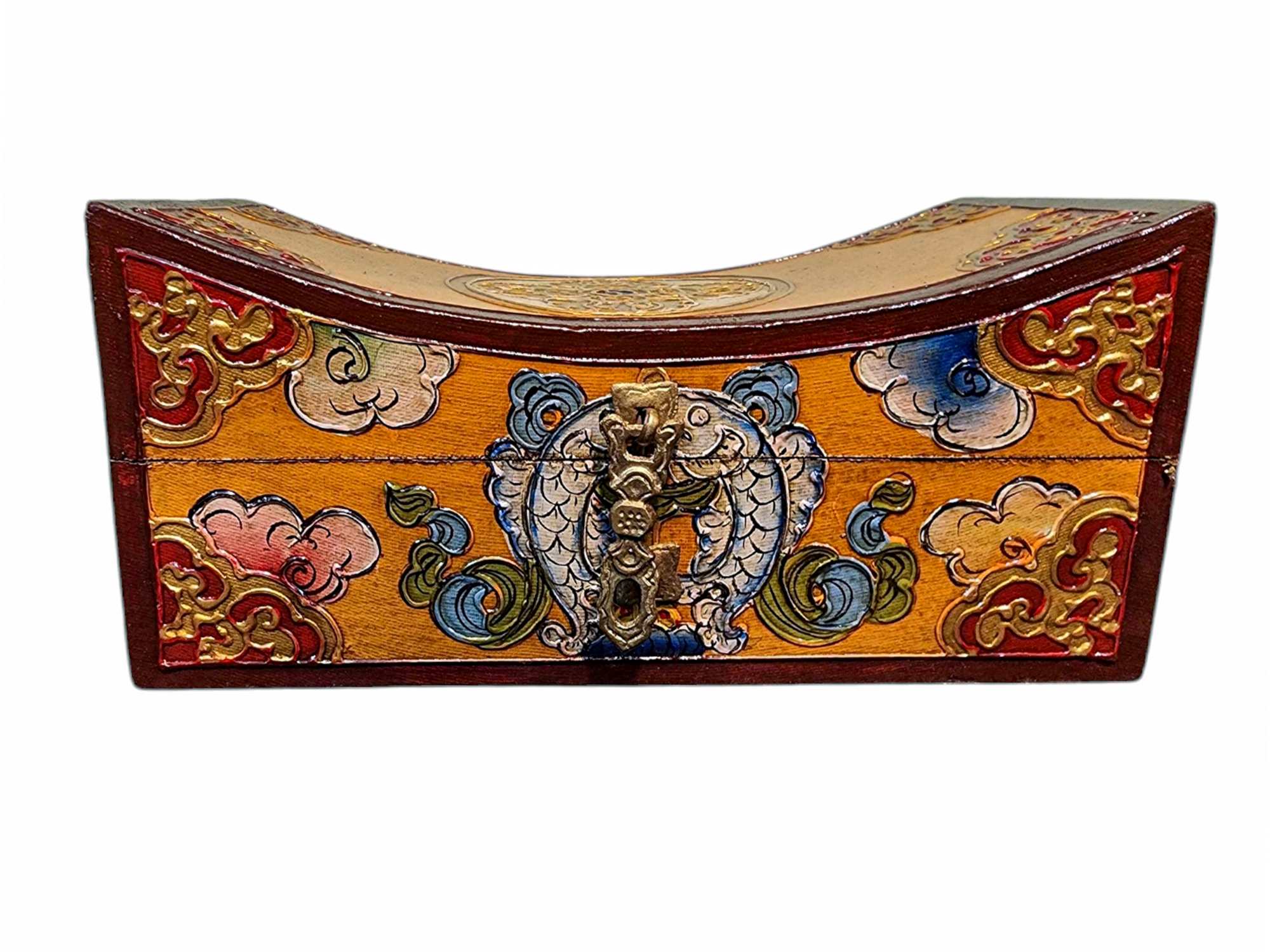 Buddhist Wooden Box, Tibetan Style <span Style=