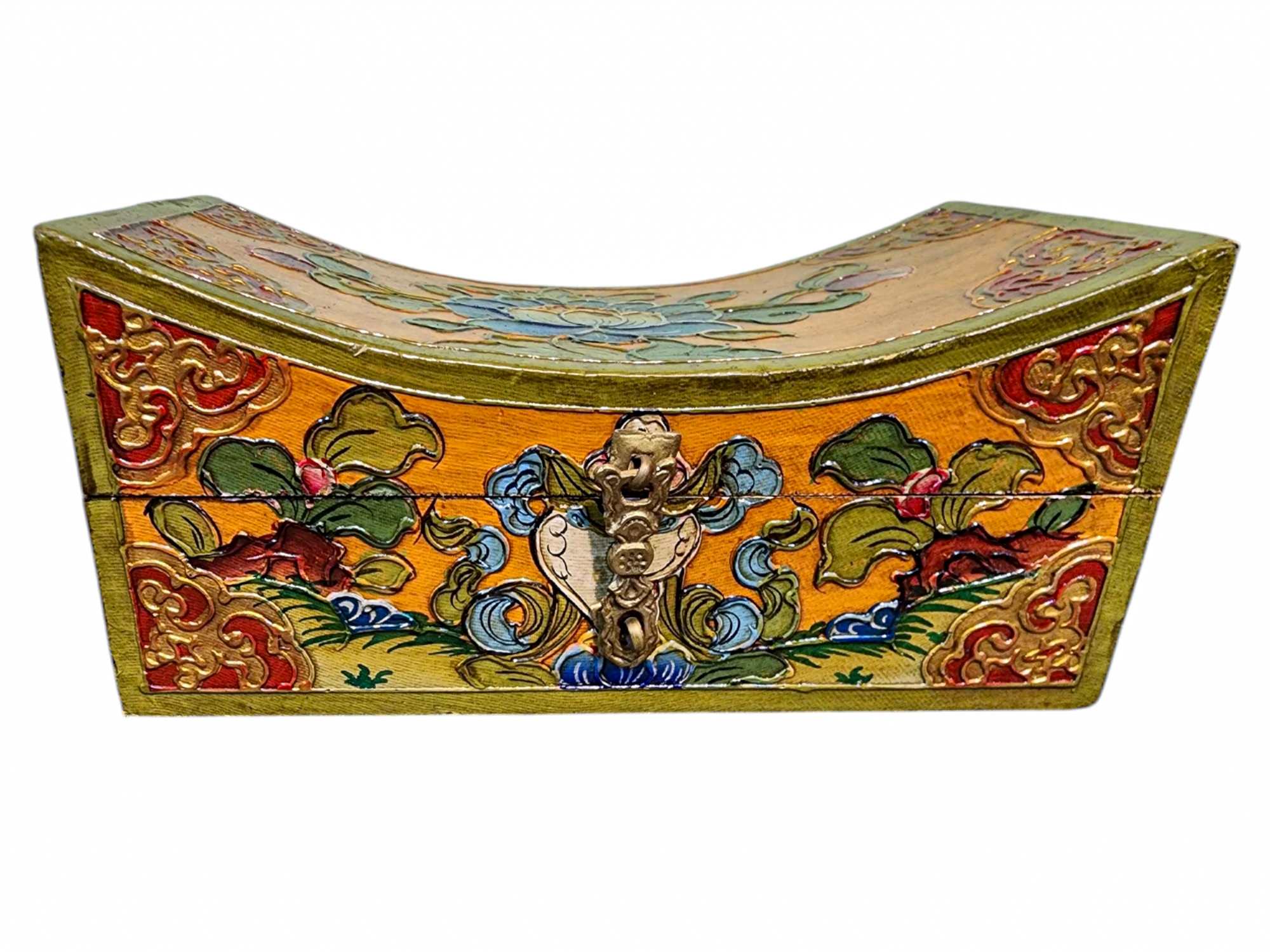 Buddhist Wooden Box, Tibetan Style <span Style=