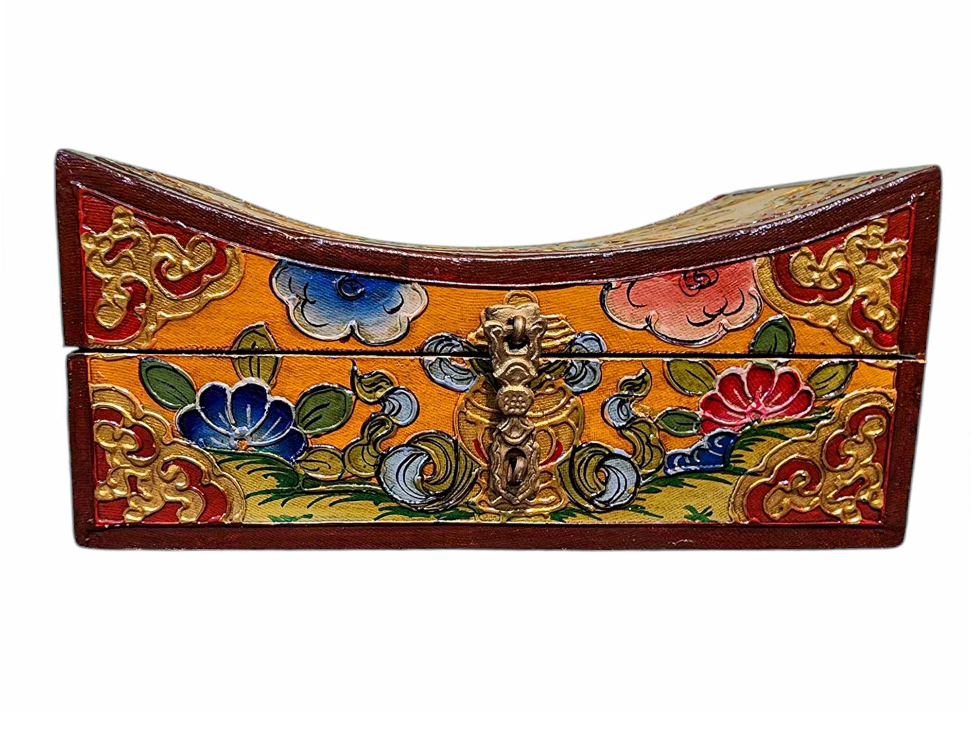 Buddhist Wooden Box, Tibetan Style <span Style=