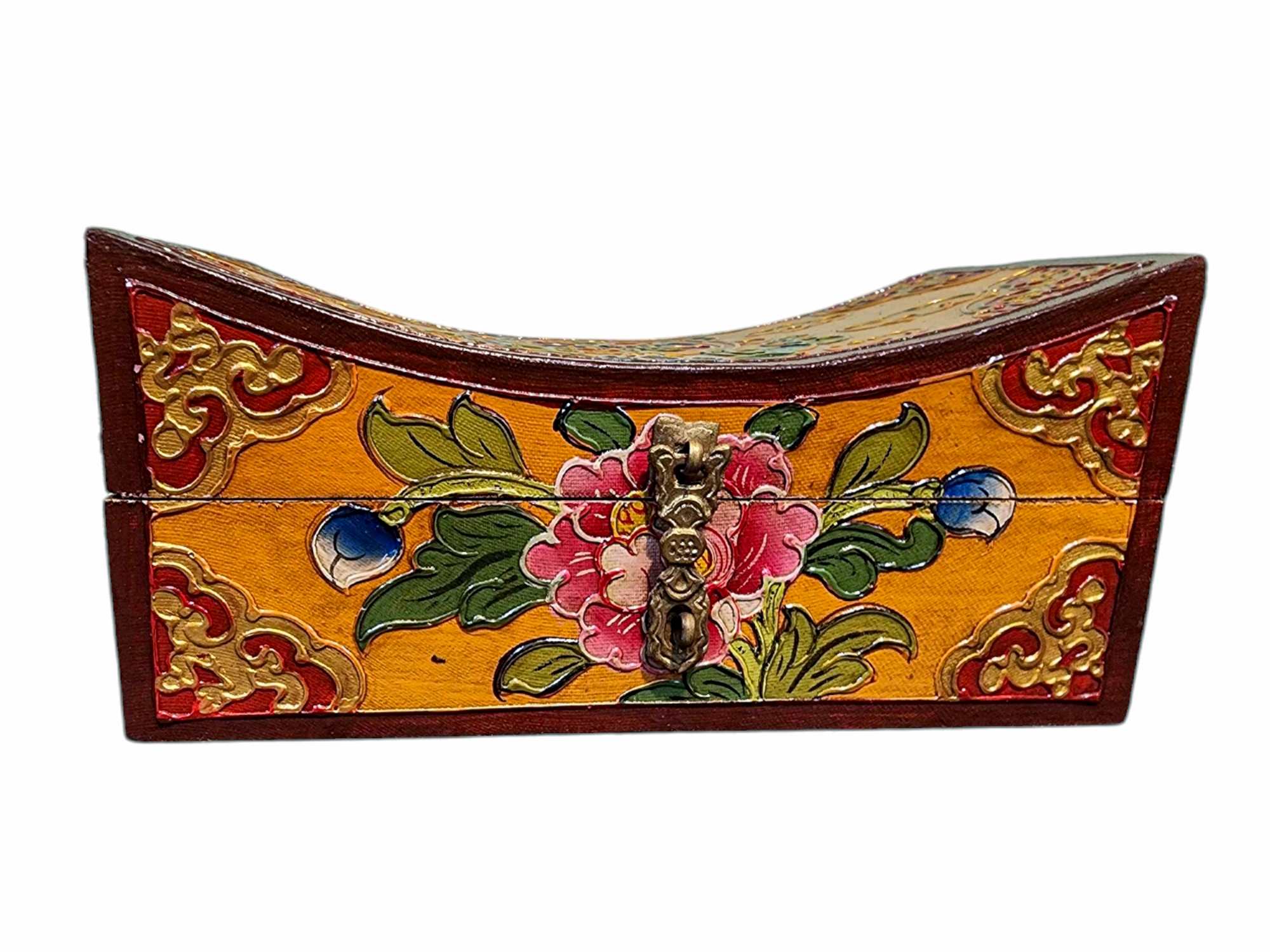 Buddhist Wooden Box, Tibetan Style <span Style=