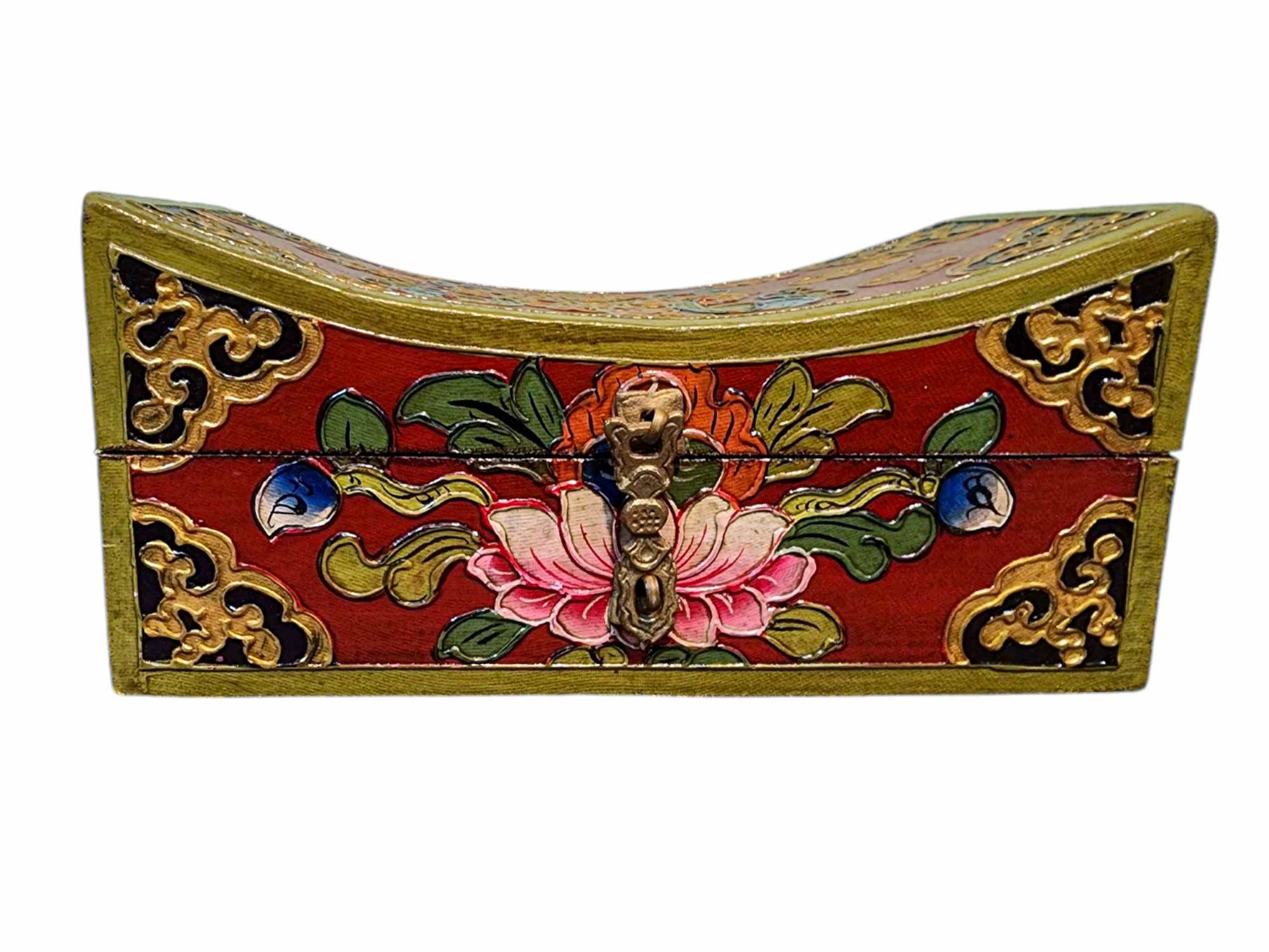 Buddhist Wooden Box, Tibetan Style <span Style=