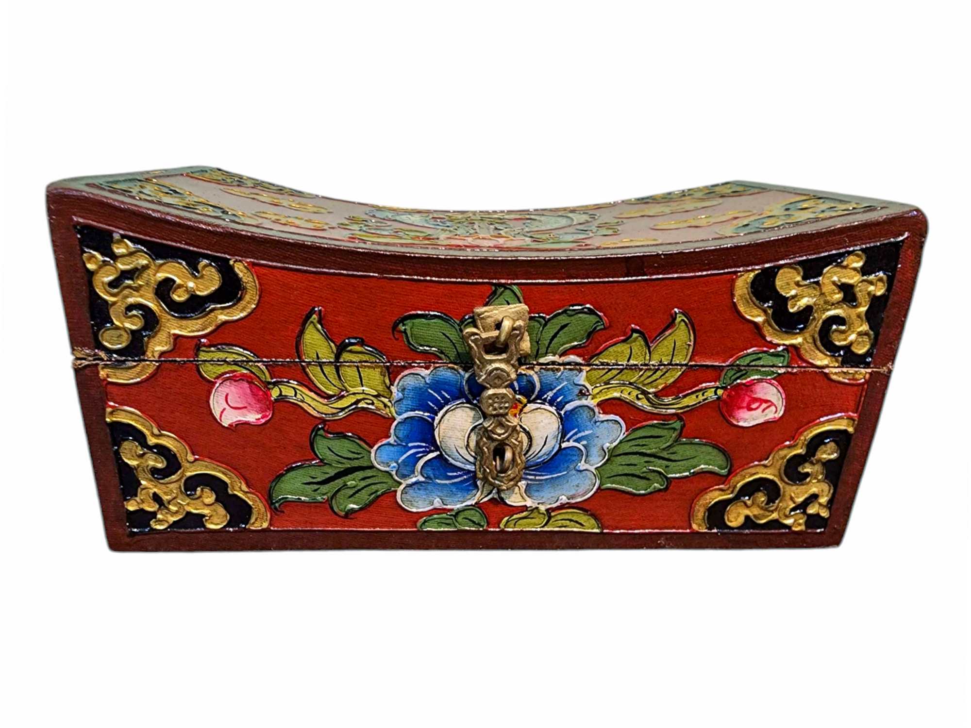 Buddhist Wooden Box, Tibetan Style <span Style=