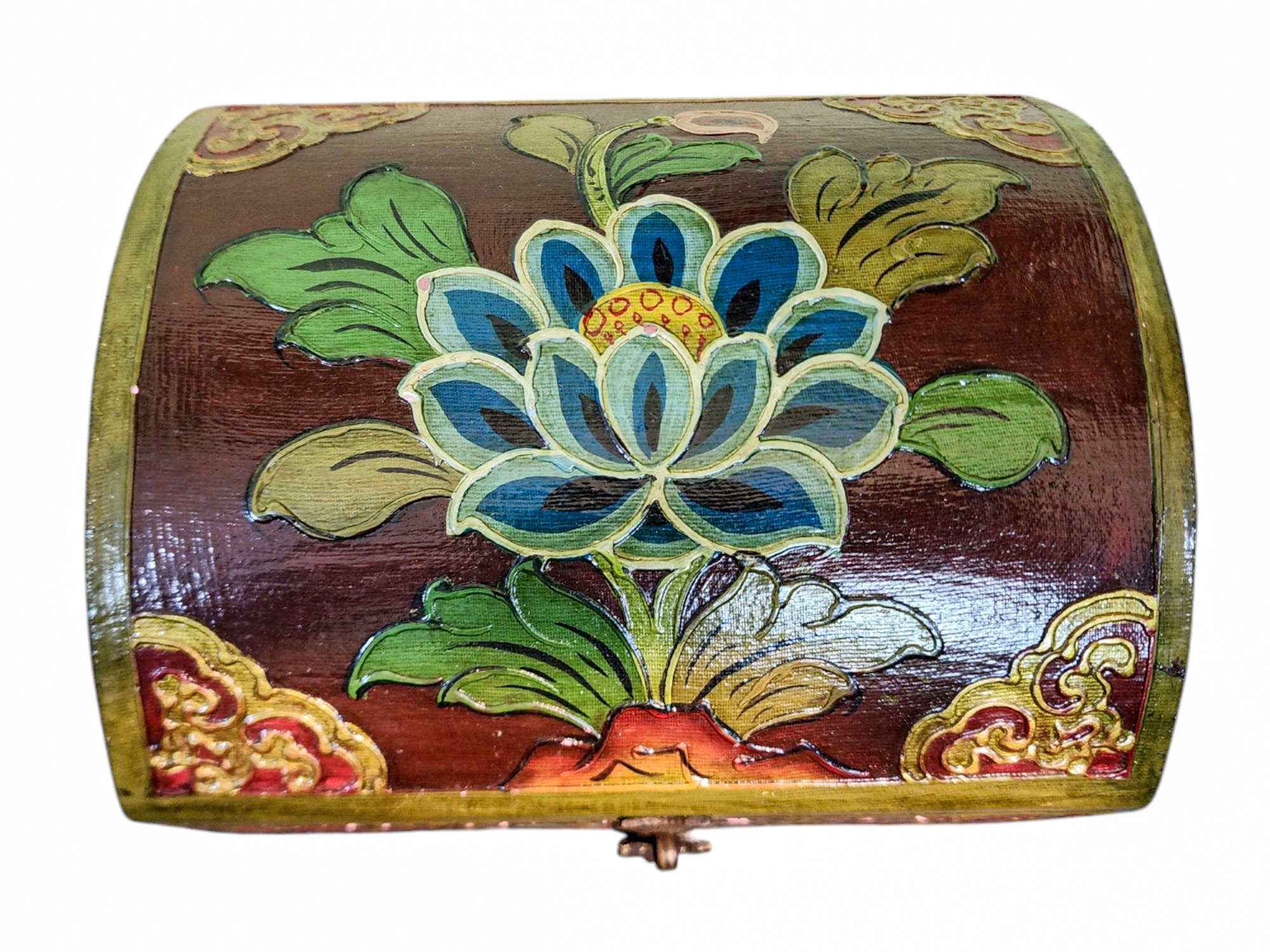 Buddhist Wooden Box, Tibetan Style <span Style=