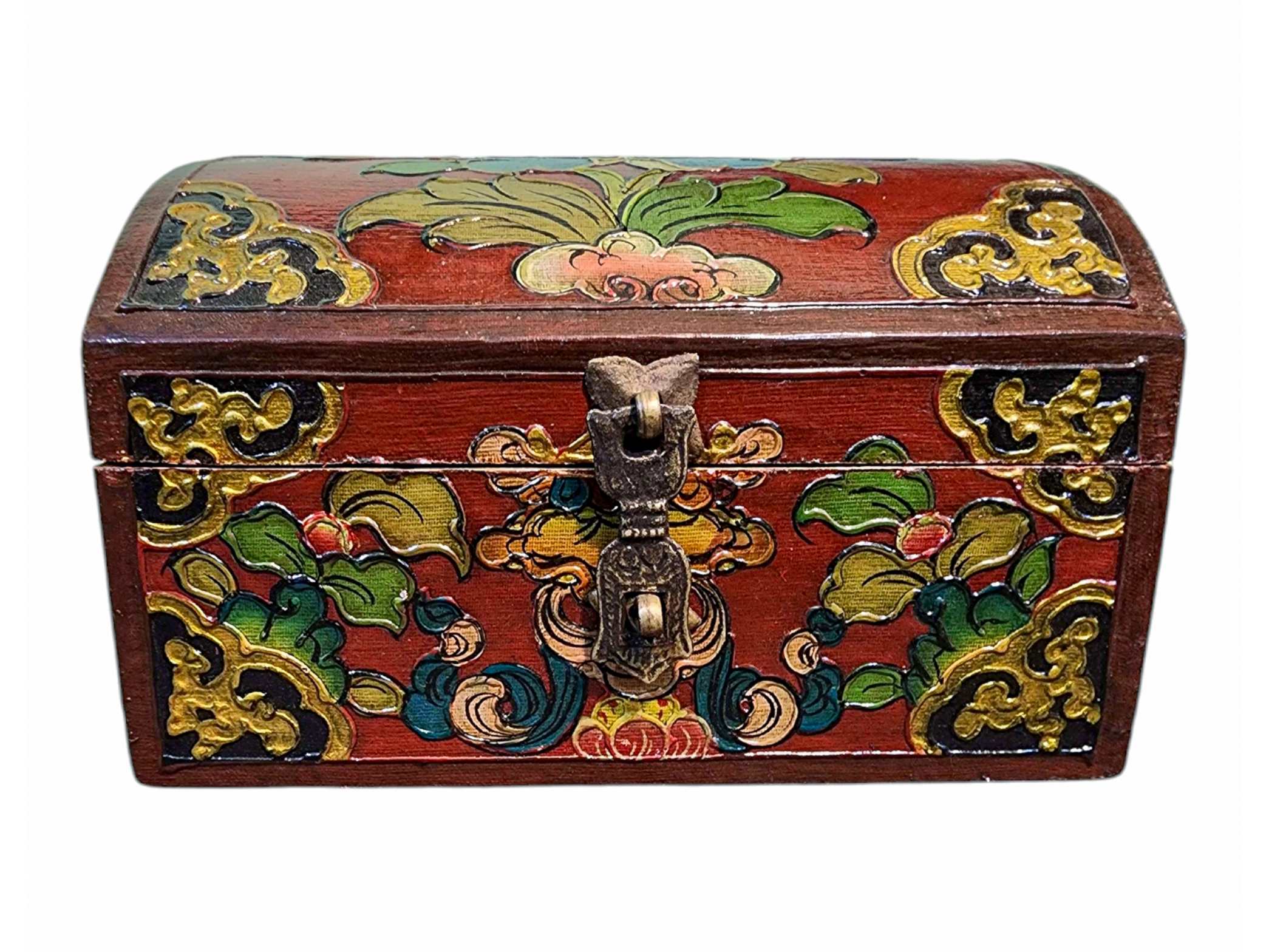 Buddhist Wooden Box, Tibetan Style <span Style=