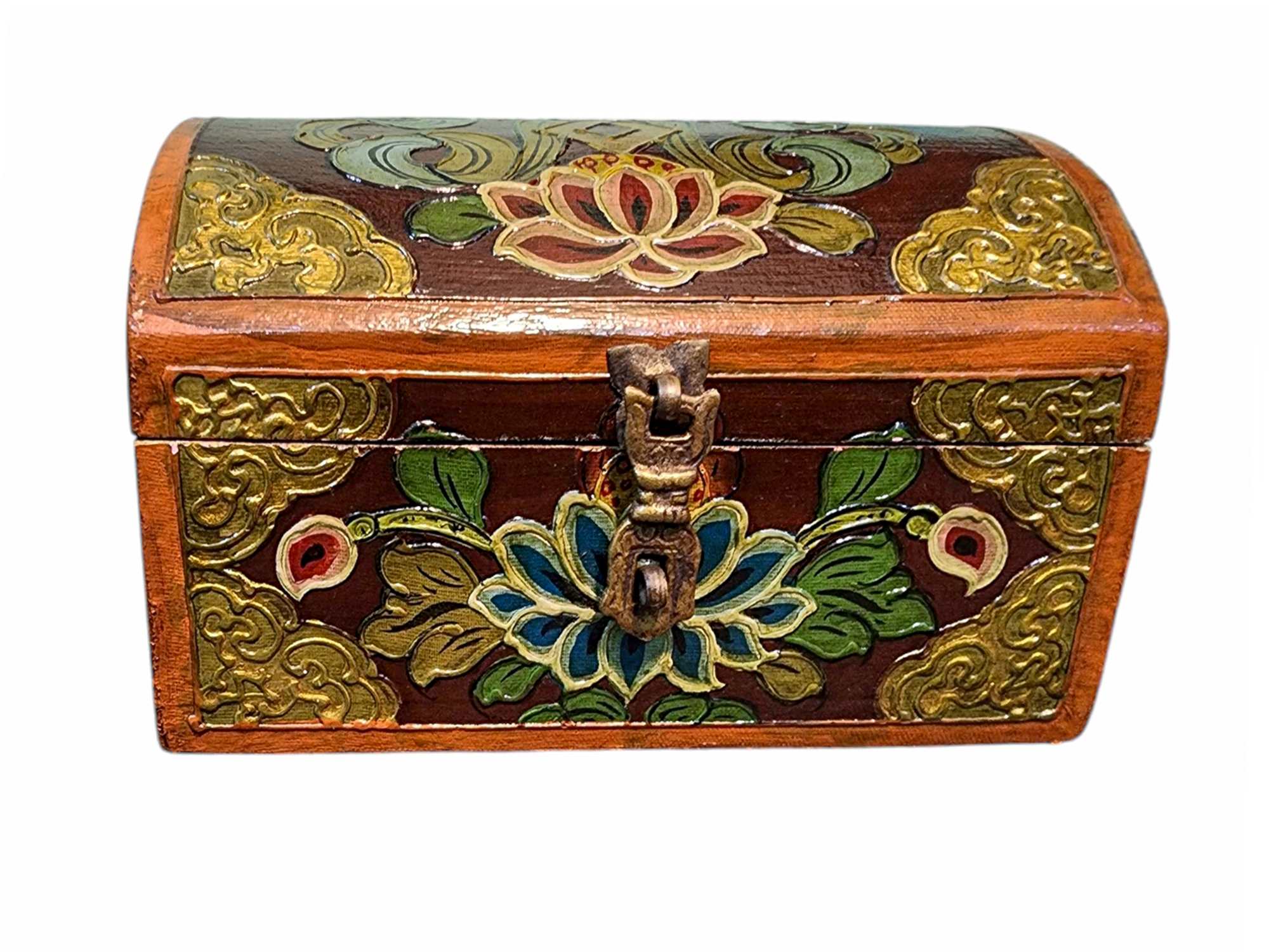 Buddhist Wooden Box, Tibetan Style <span Style=