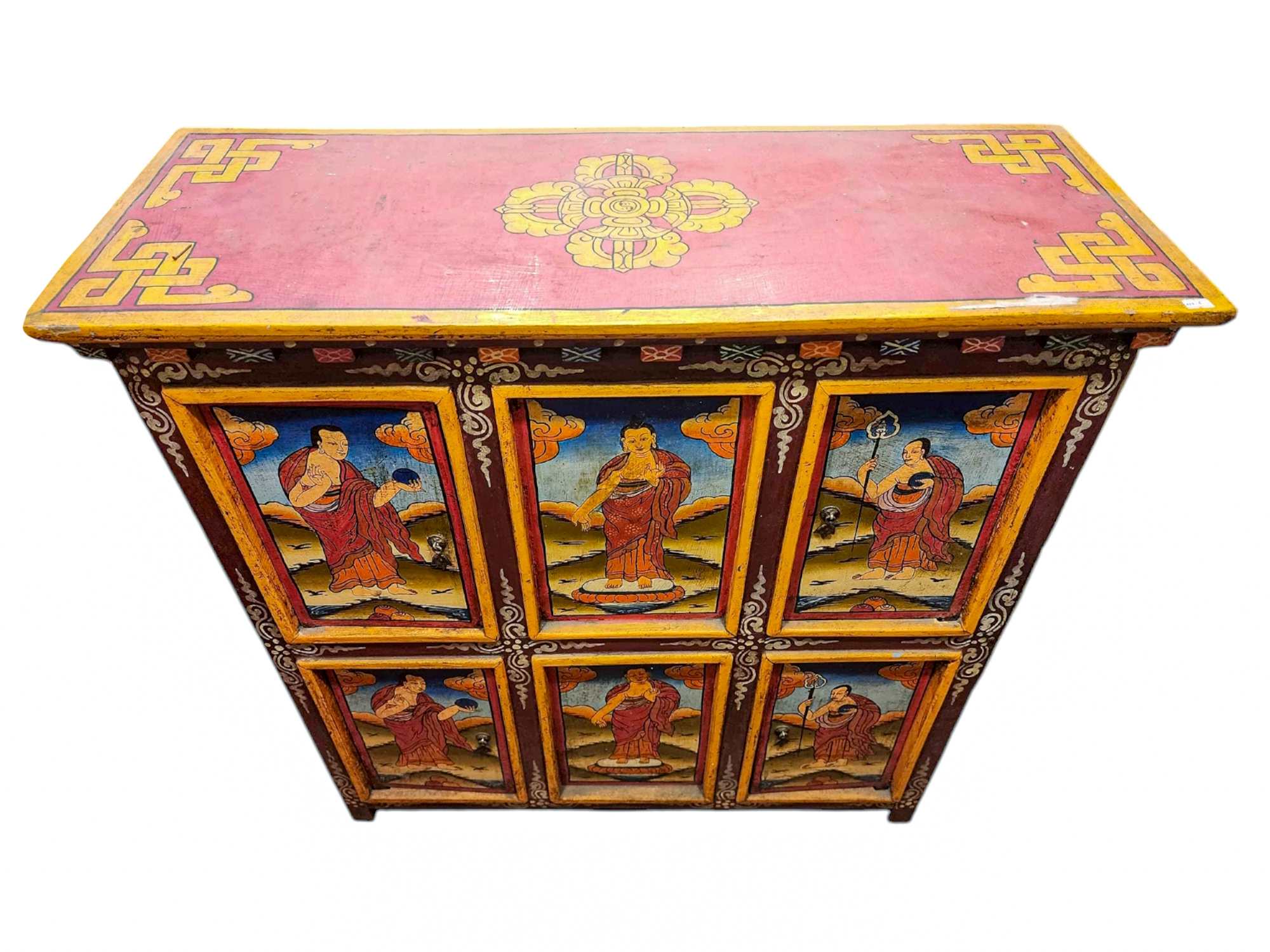 Tibetan Cabinet With Four Doors, painted