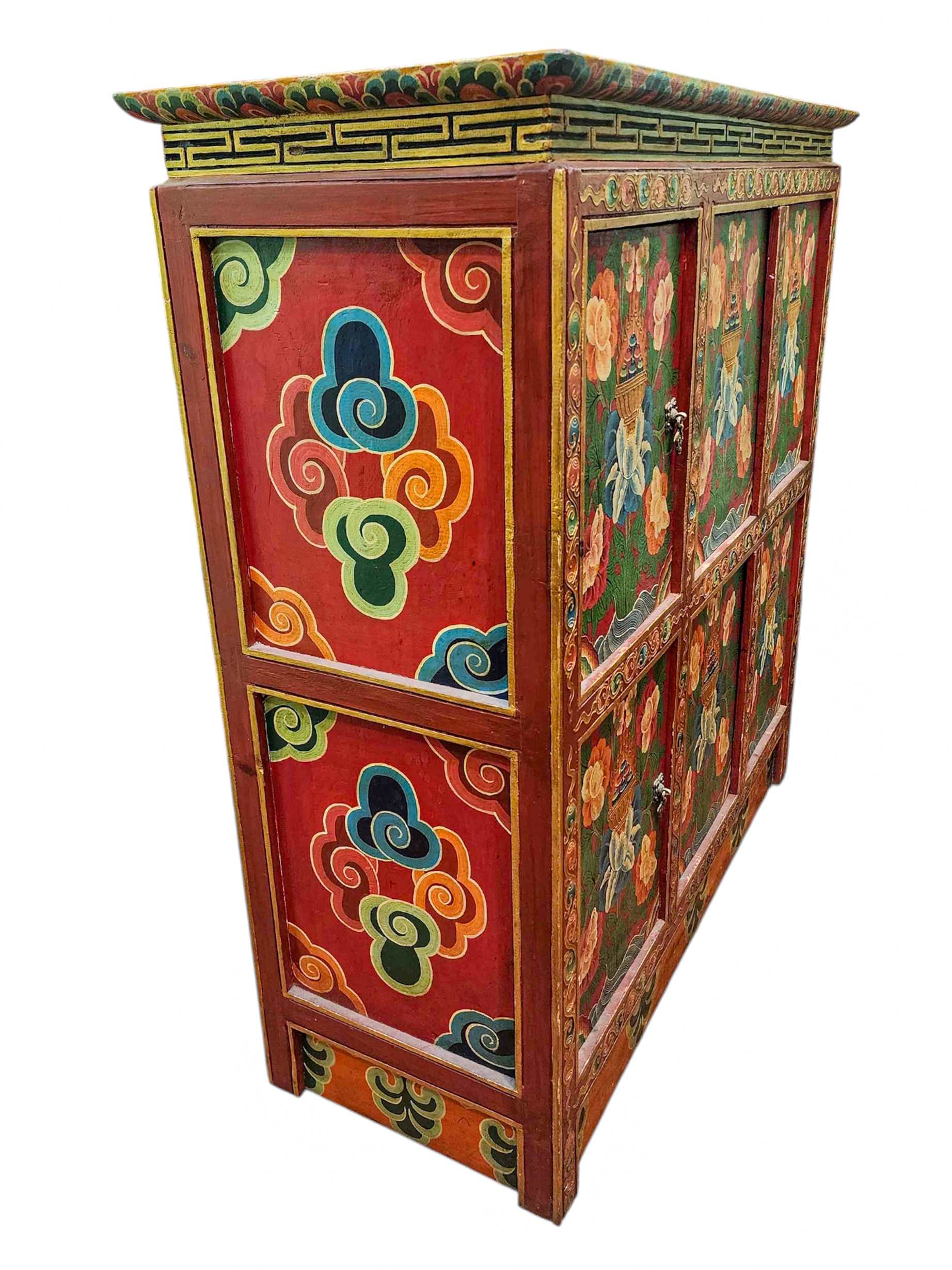 Tibetan Cabinet With Four Doors, painted