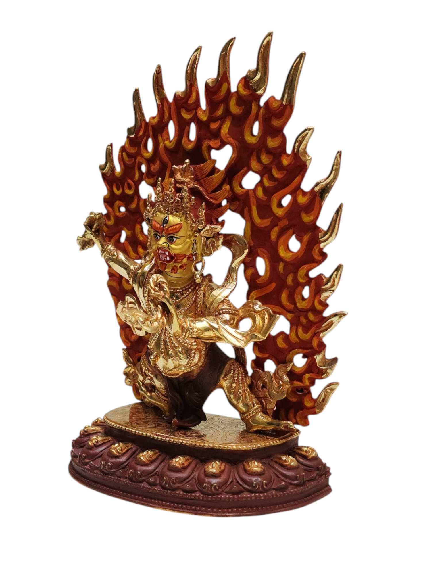 vajrapani, Tibetan Buddhist Handmade Statue, Partly Gold Plated, Painted Face