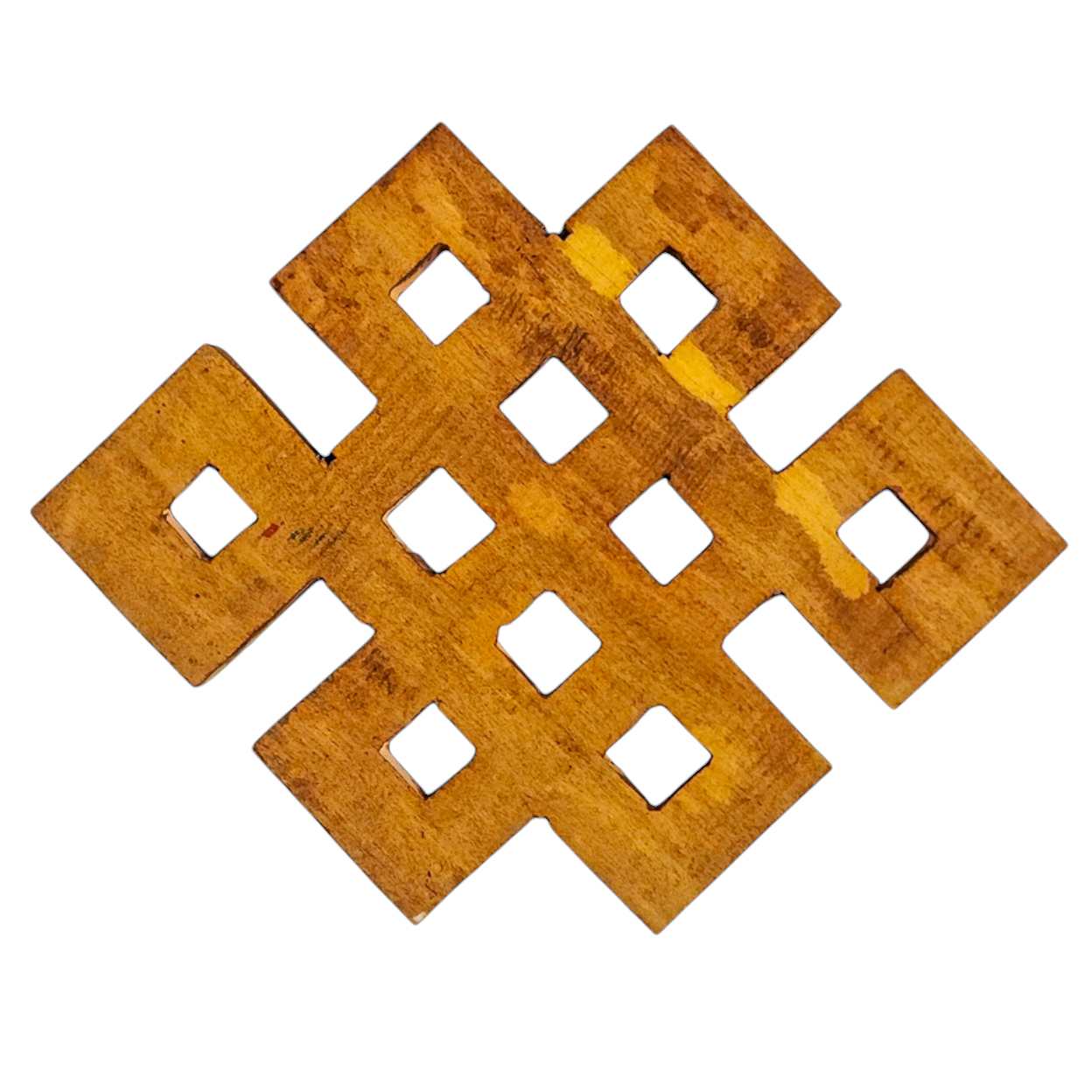 Wooden large Endless Knot - Coral stone Setting, Haldu Wood