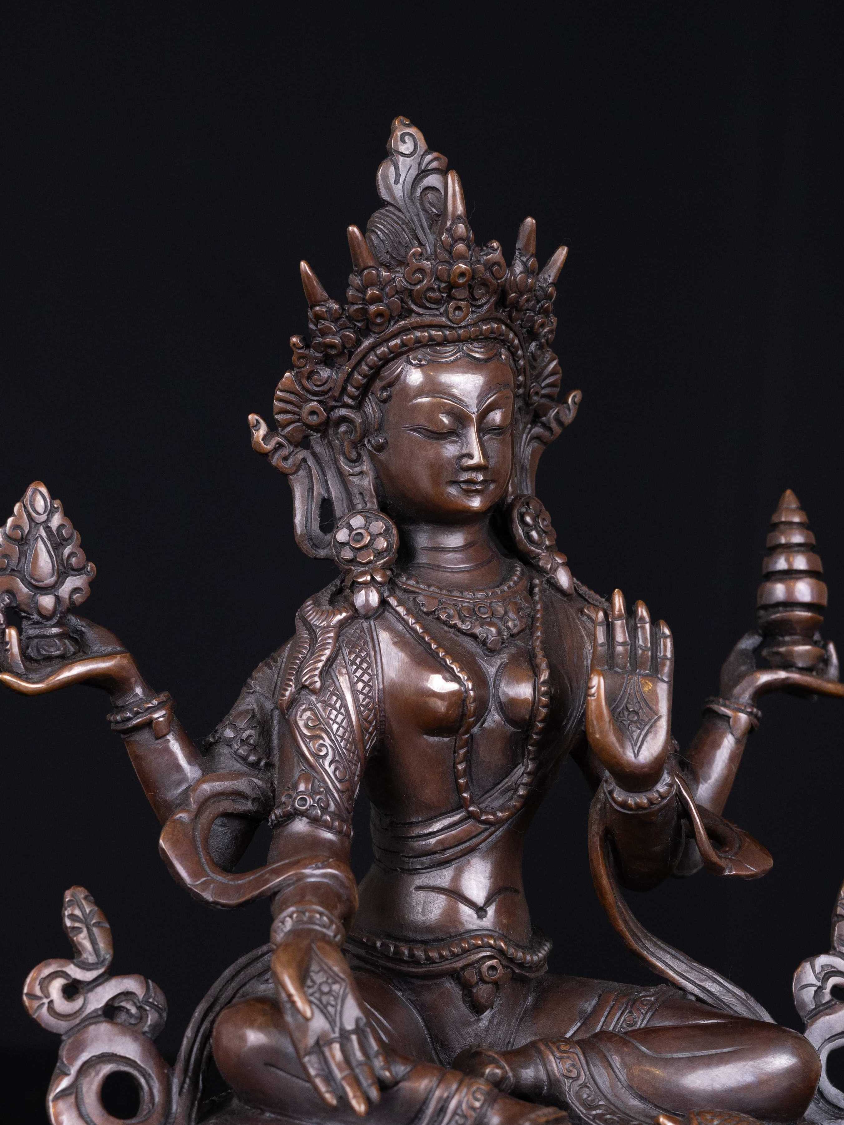 lakshmi, buddhist Handmade Statue, chocolate Oxidized, High Quality