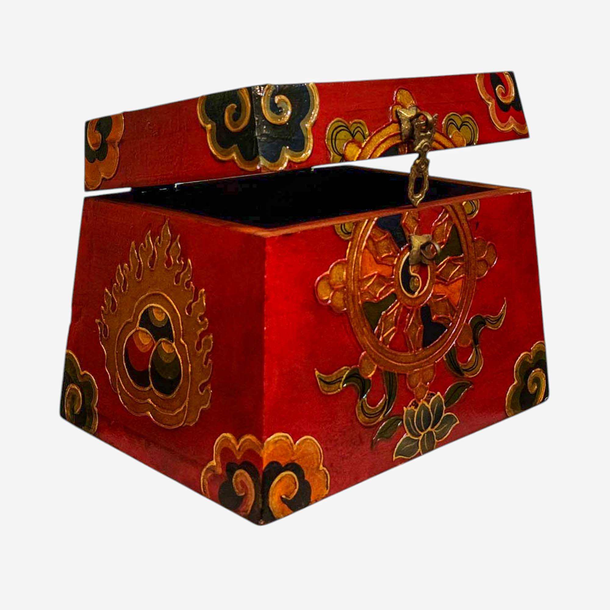 Buddhist Wooden Box, Tibetan Style <span Style=