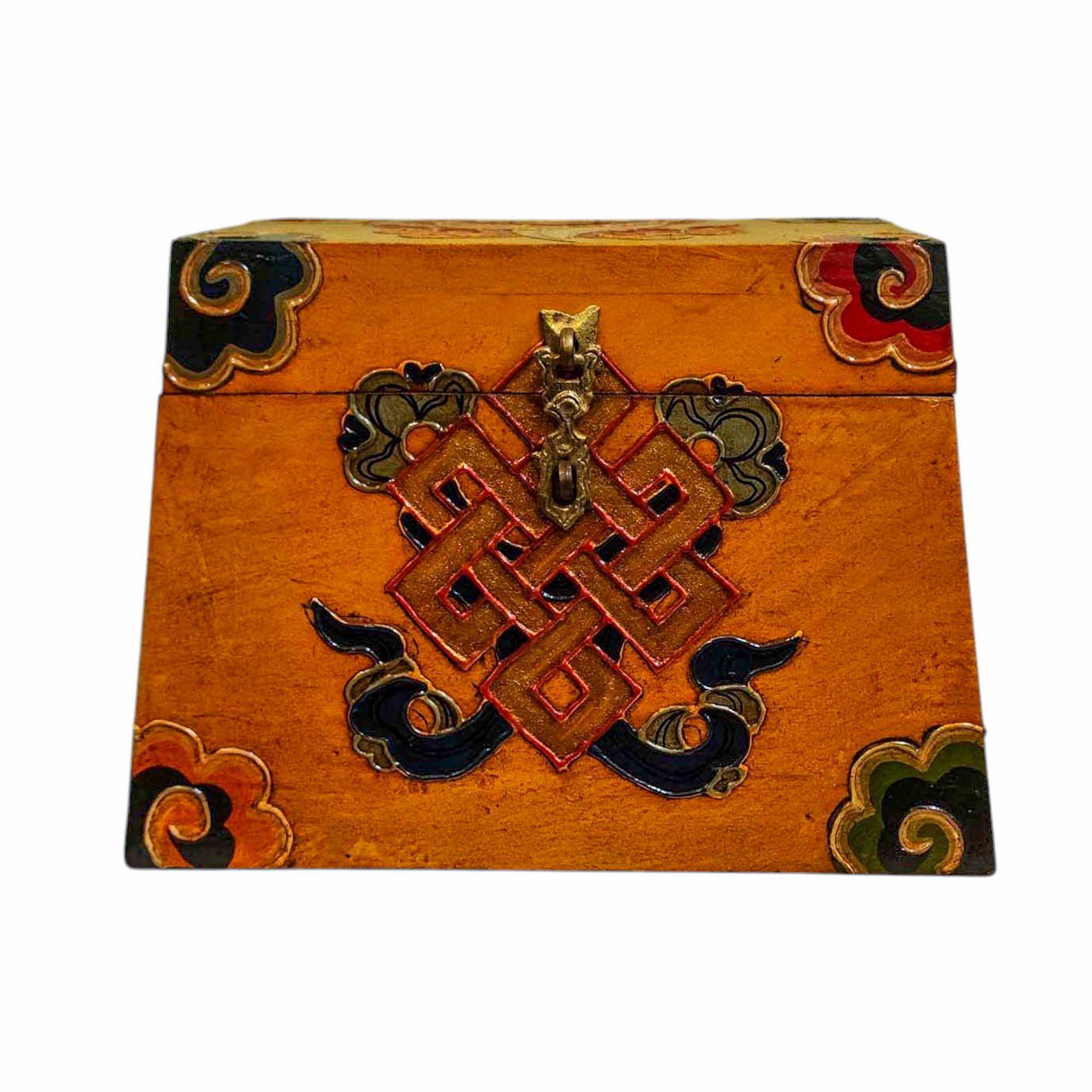 Buddhist Wooden Box, Tibetan Style <span Style=