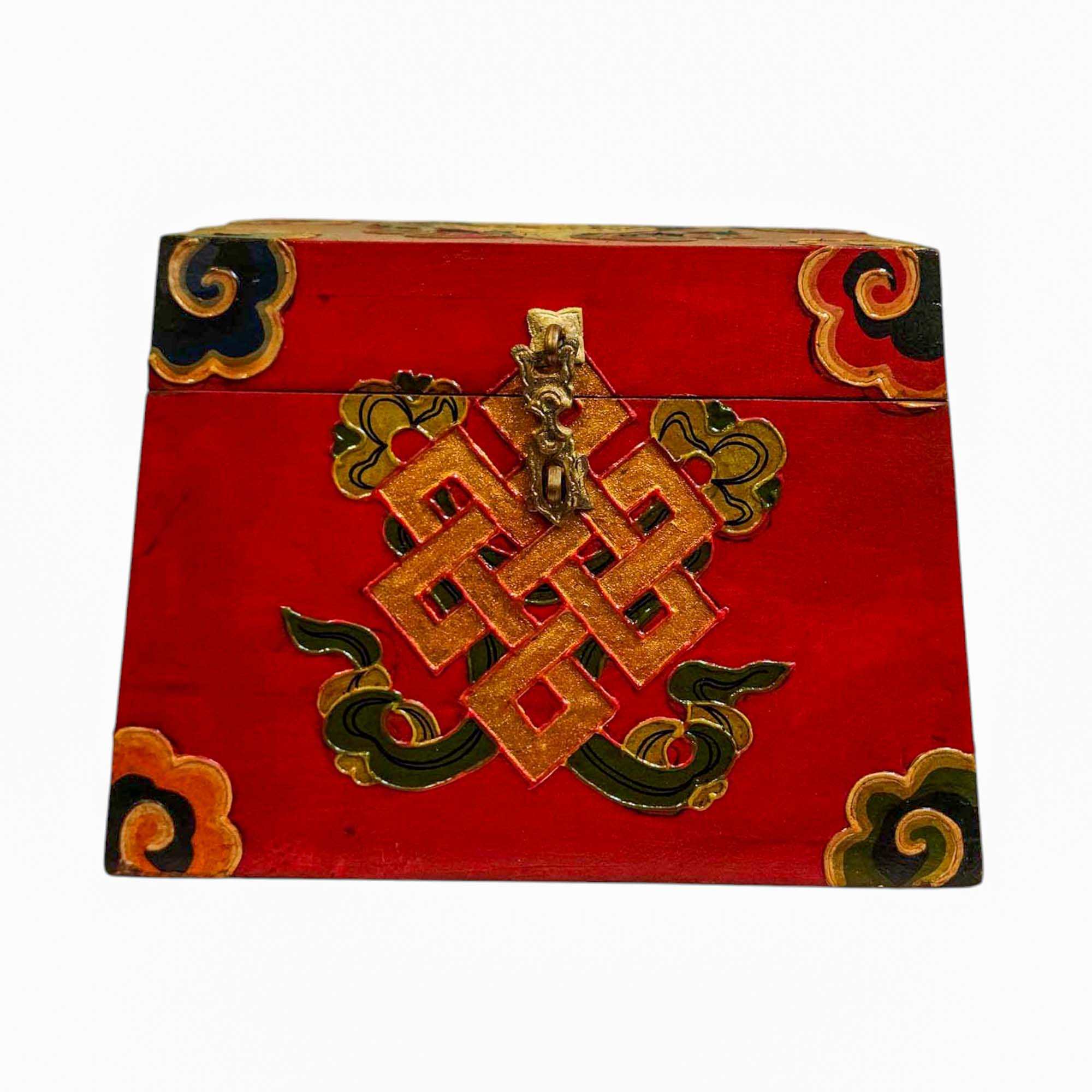 Buddhist Wooden Box, Tibetan Style <span Style=