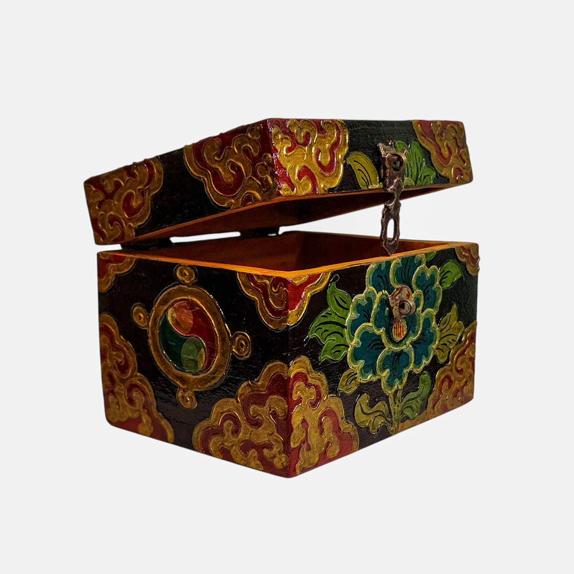 Buddhist Wooden Box, Tibetan Style <span Style=